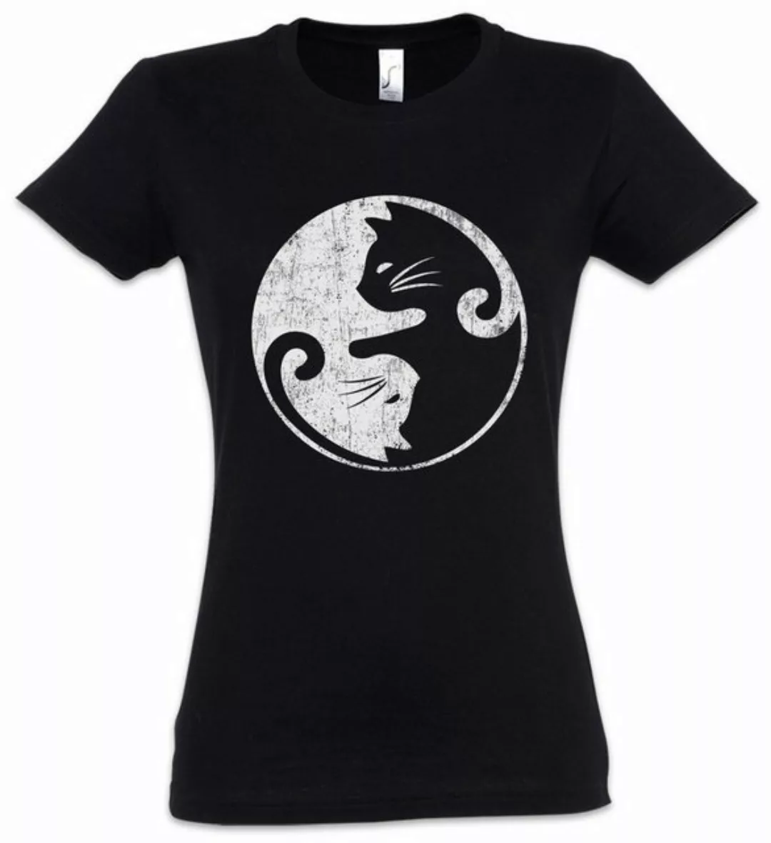 Urban Backwoods Print-Shirt Cats Yin & Yang Damen T-Shirt Cat Katze Katzen günstig online kaufen