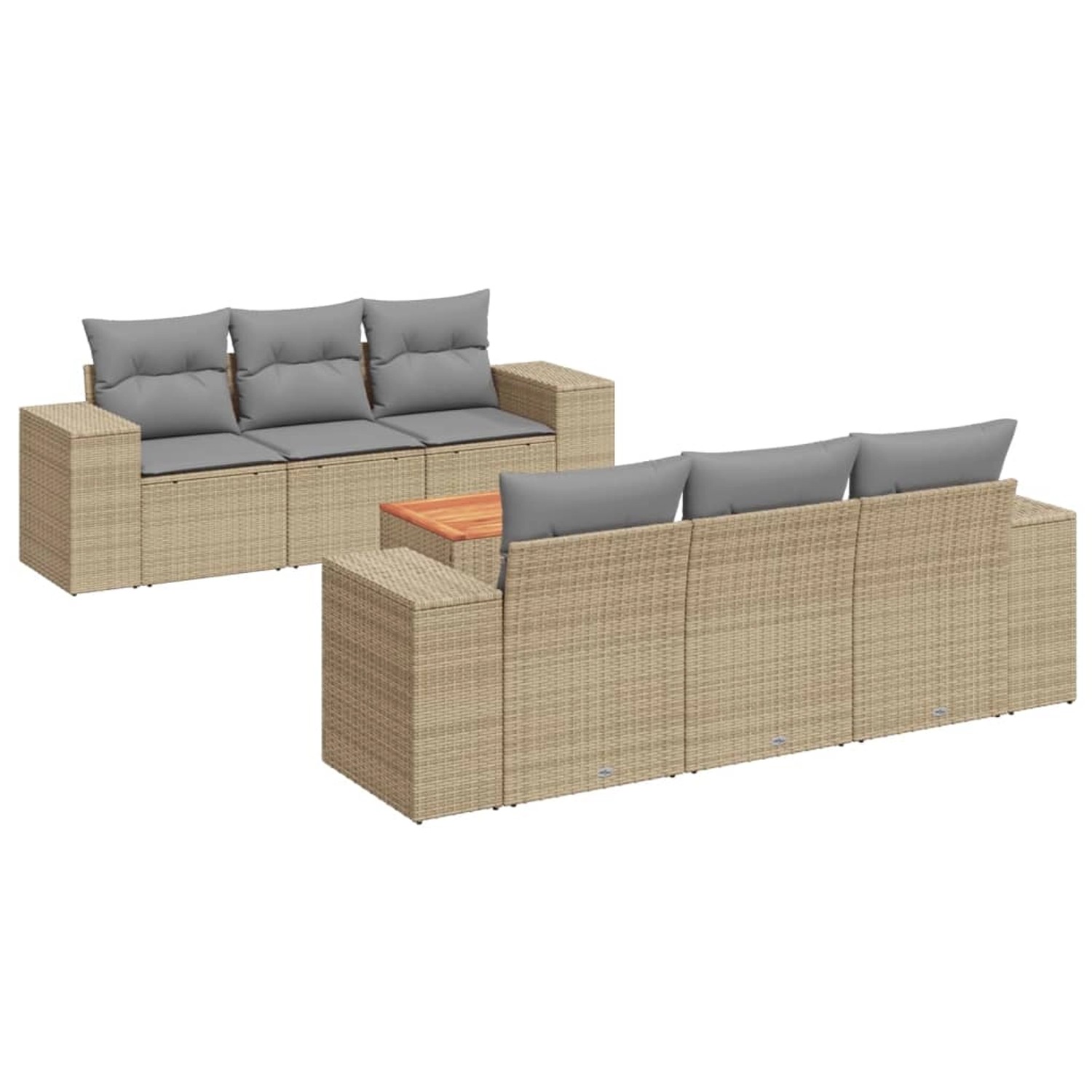 vidaXL 7-Tlg Garten-Sofagarnitur mit Kissen Beige Poly Rattan 3225338 günstig online kaufen
