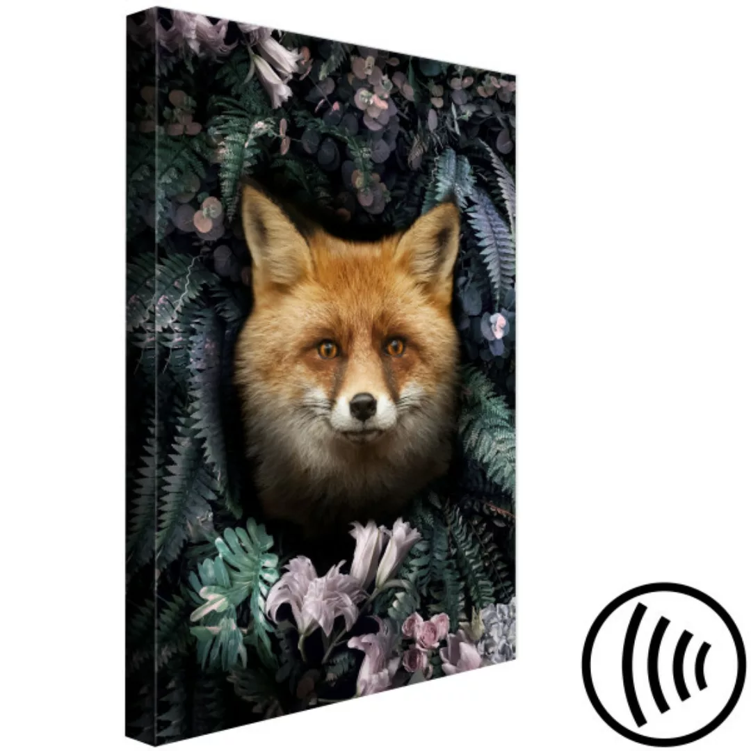 Bild auf Leinwand Fox in Flowers (1 Part) Vertical XXL günstig online kaufen