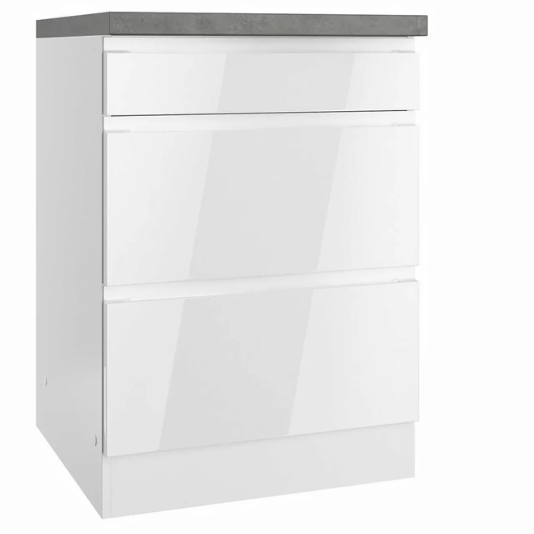 Lomadox Unterschrank MARSEILLE-03 Kochfeldumbauschrank 60cm, 2 Schubladen, günstig online kaufen