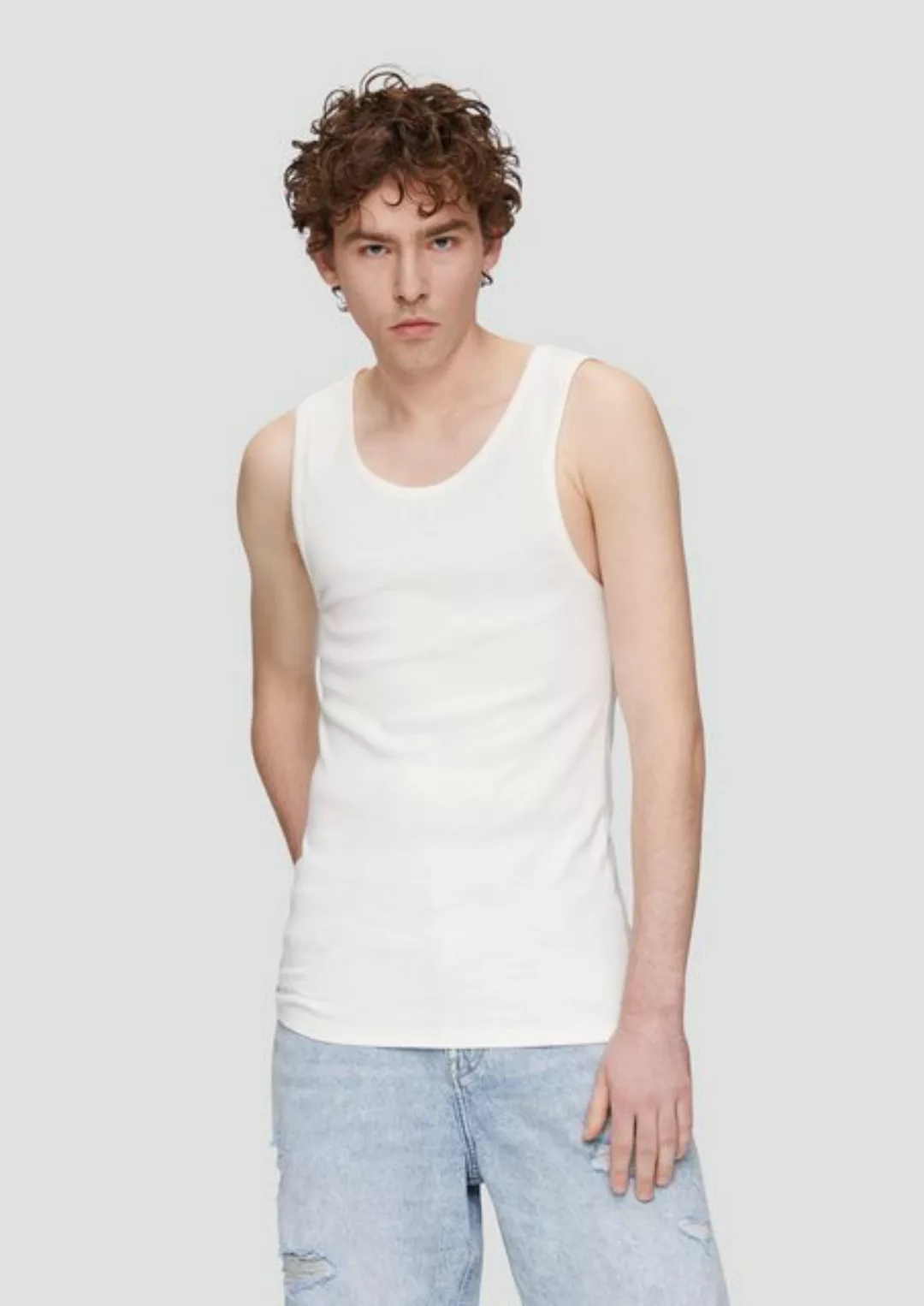 QS Shirttop Tanktop mit Rippstruktur und Rippblende günstig online kaufen