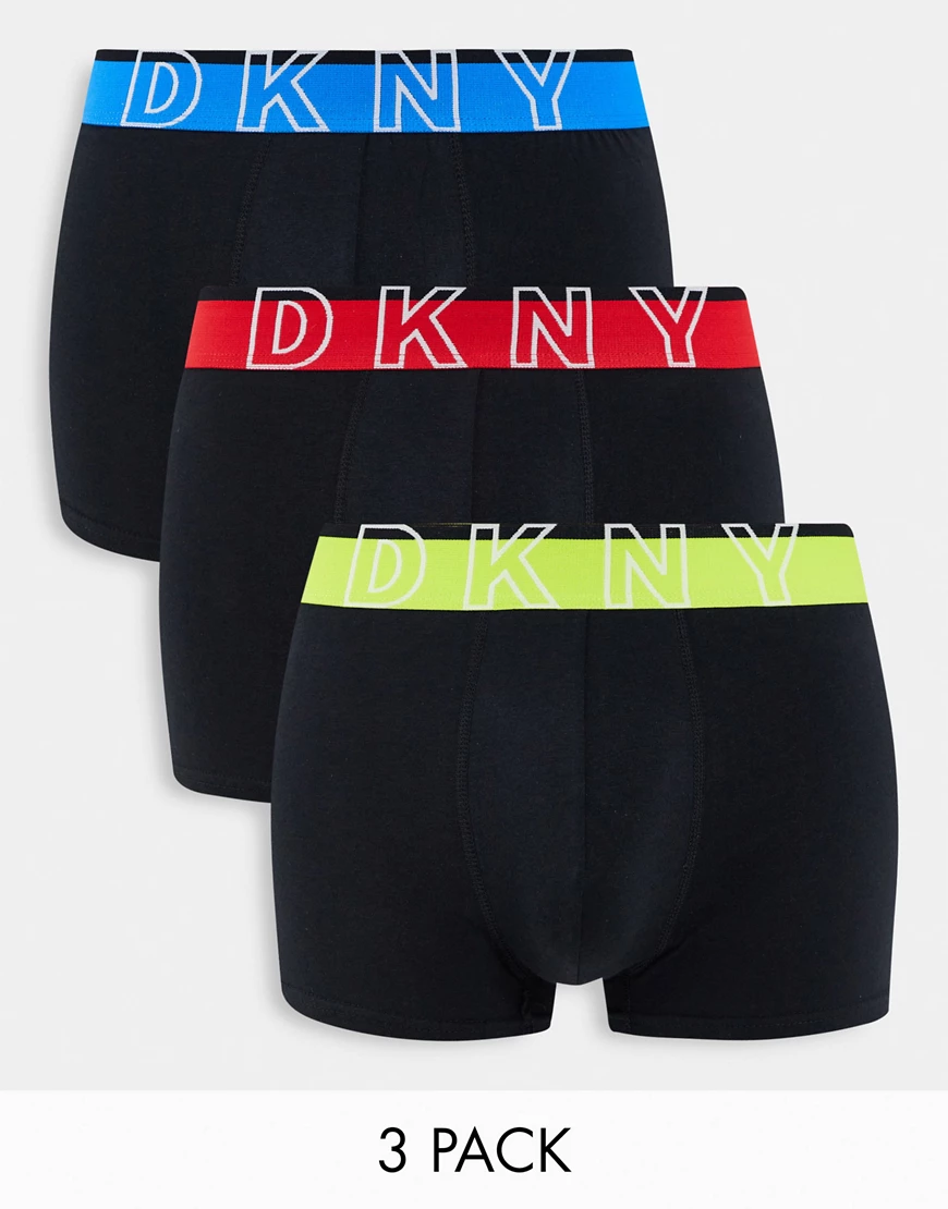 DKNY – Decatur – Boxershorts in Schwarz mit kontrastierendem Bund im 3er-Pa günstig online kaufen