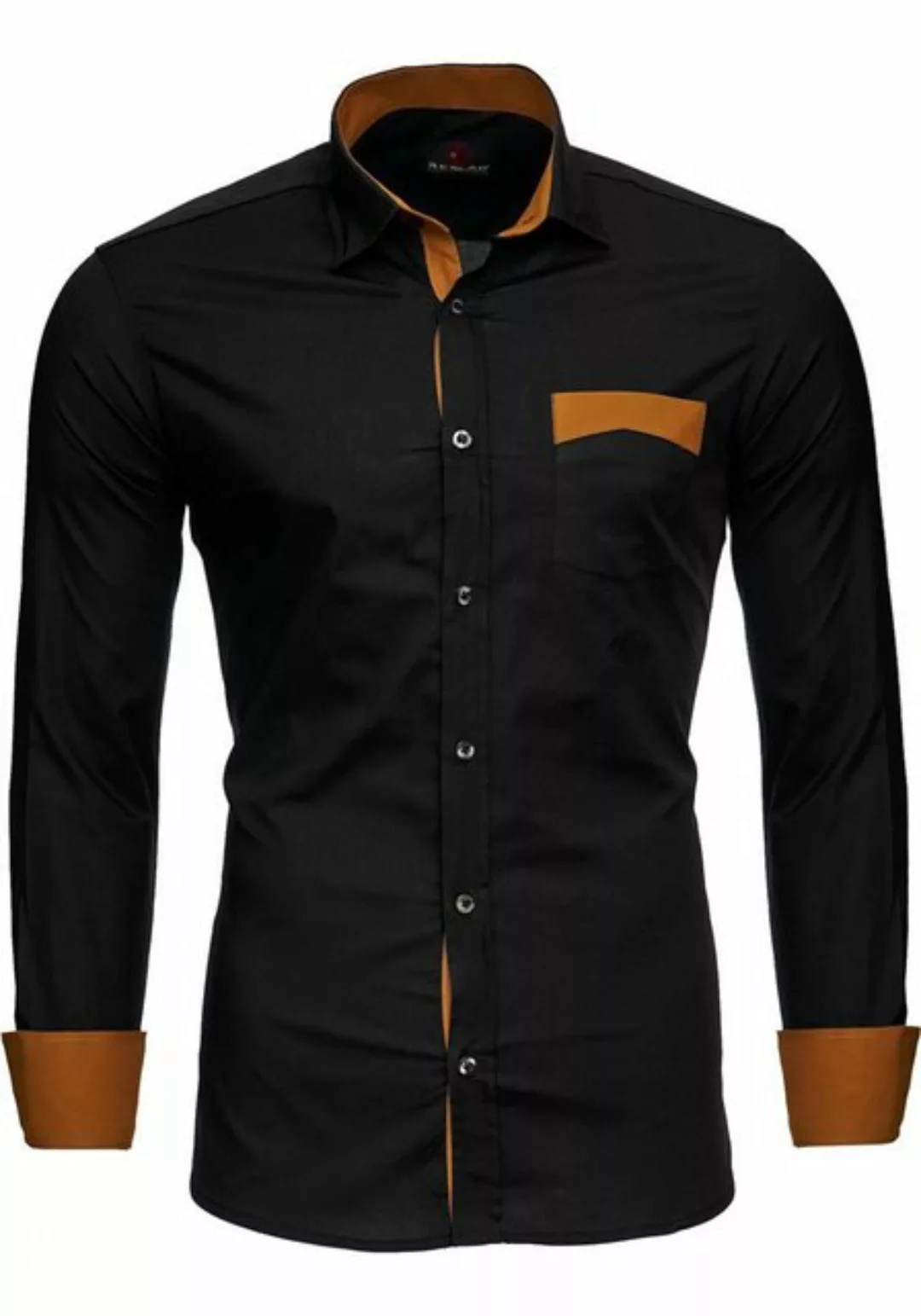 Reslad Langarmhemd Reslad Herren Hemd Exklusiv Two Tone Look Langarmhemd RS günstig online kaufen