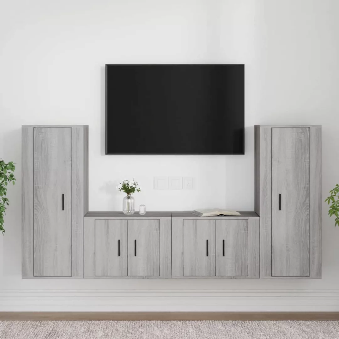 vidaXL TV-Schrank 4-tlg. TV-Schrank-Set Grau Sonoma Holzwerkstoff (4-St) günstig online kaufen