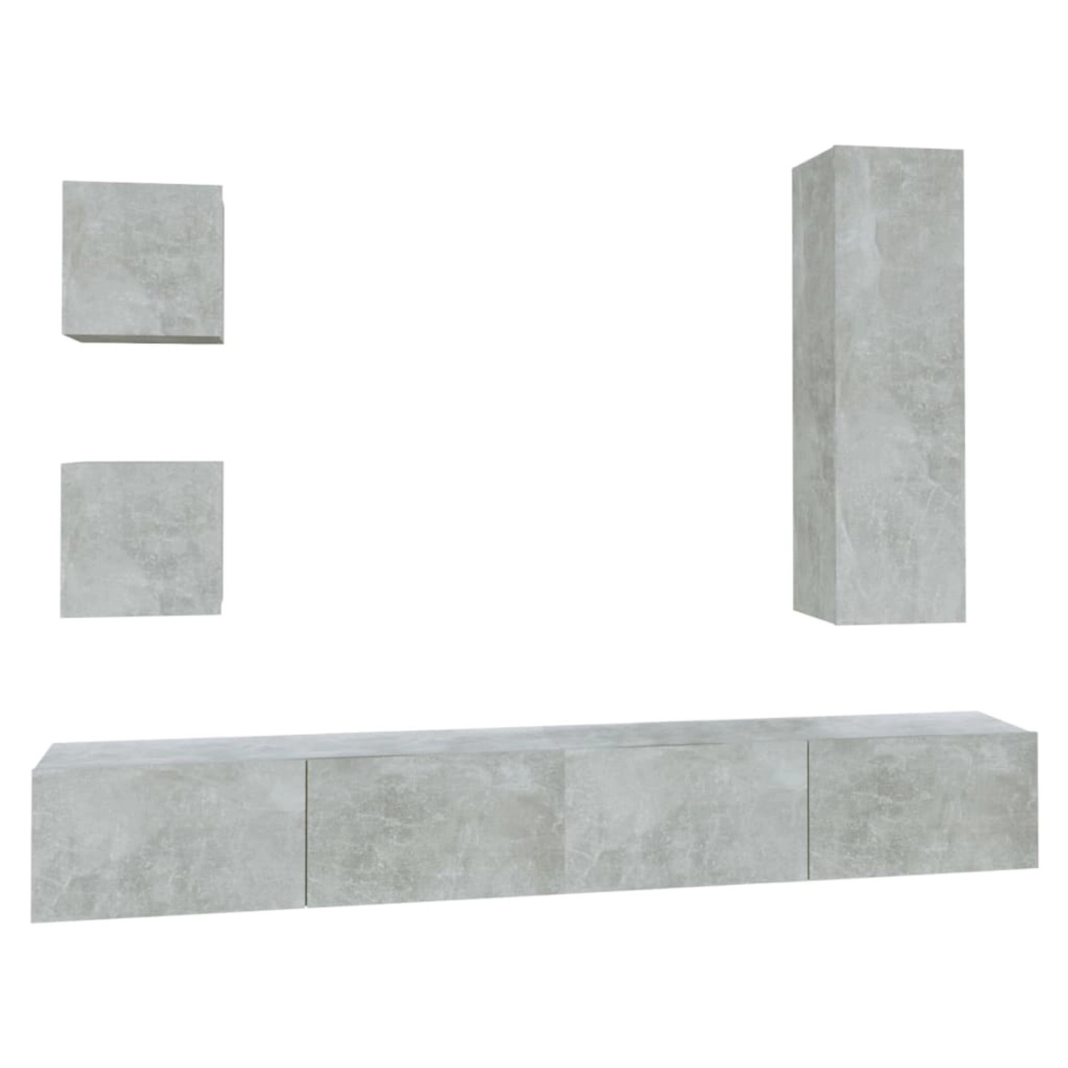 vidaXL 5-tlg. TV-Schrank-Set Betongrau Holzwerkstoff 2 günstig online kaufen