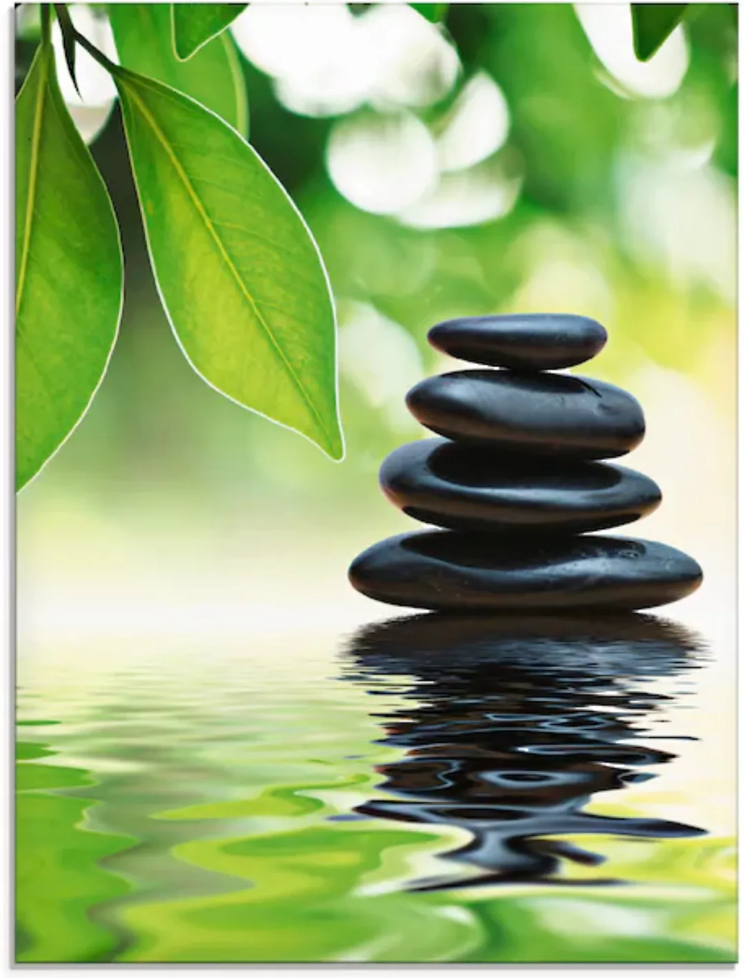 Artland Glasbild "Zen Steinpyramide auf Wasseroberfläche", Zen, (1 St.), in günstig online kaufen