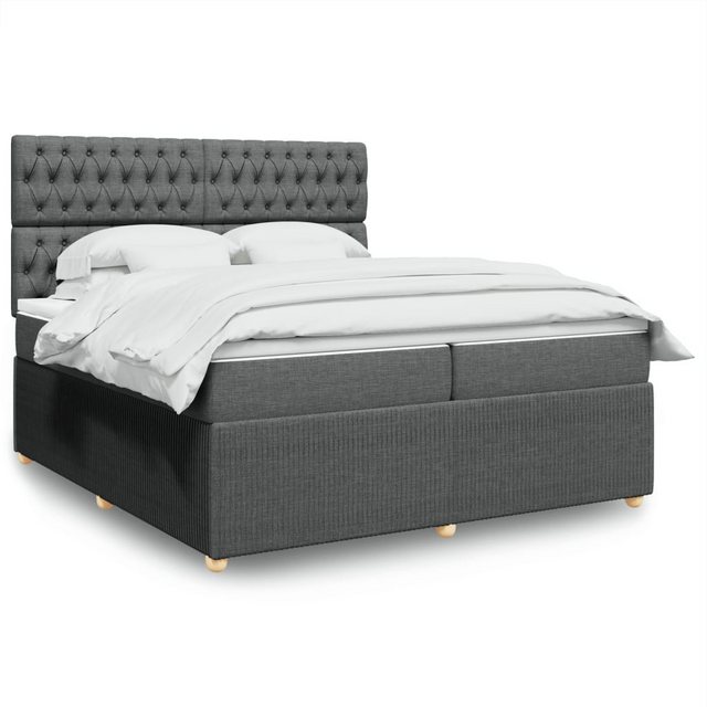 vidaXL Boxspringbett, Boxspringbett mit Matratze Dunkelgrau 200x200 cm Stof günstig online kaufen