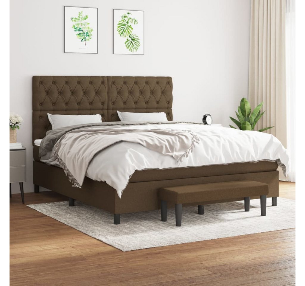 vidaXL Boxspringbett Boxspringbett mit Matratze Dunkelbraun 160x200 cm Stof günstig online kaufen