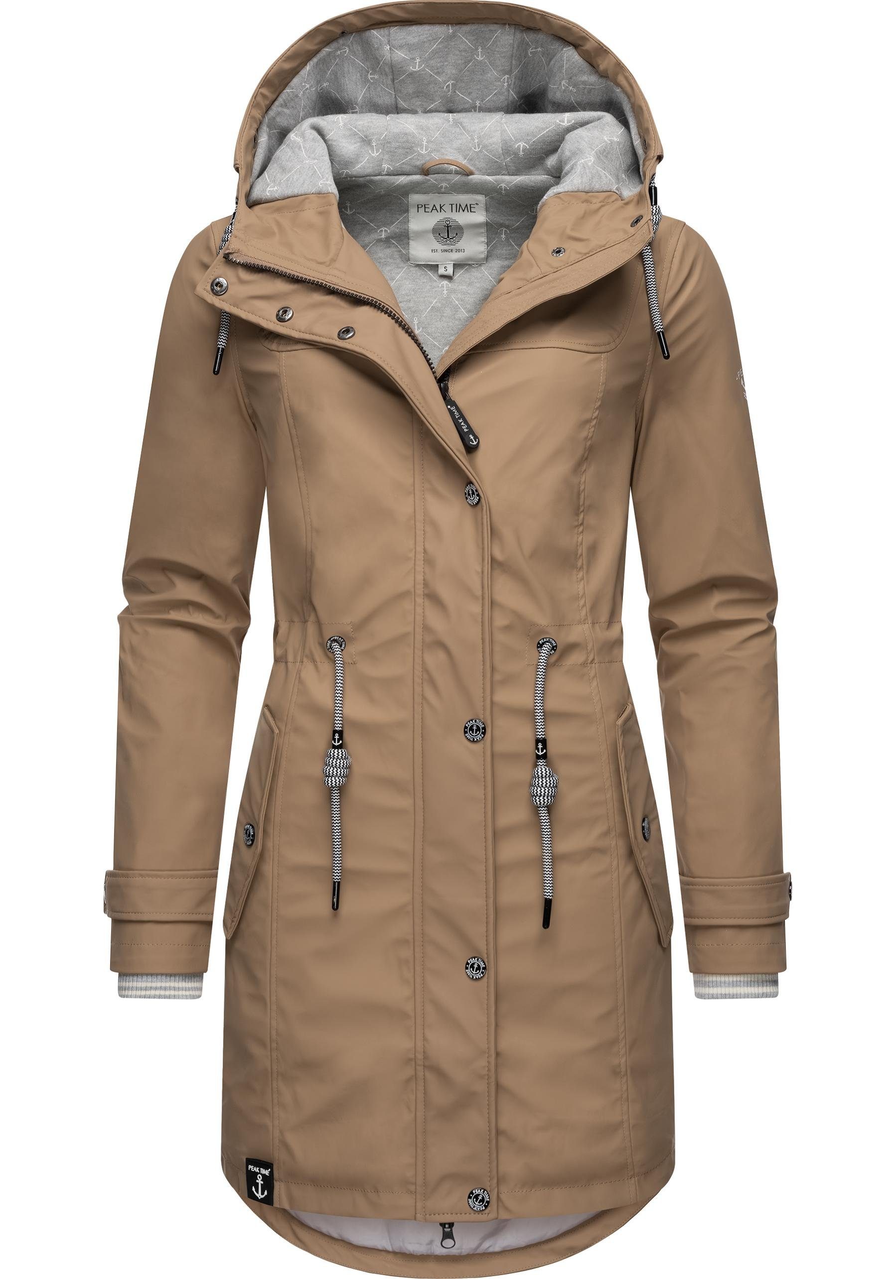 PEAK TIME Regenjacke "L60042", mit Kapuze, stylisch taillierter Regenmantel günstig online kaufen
