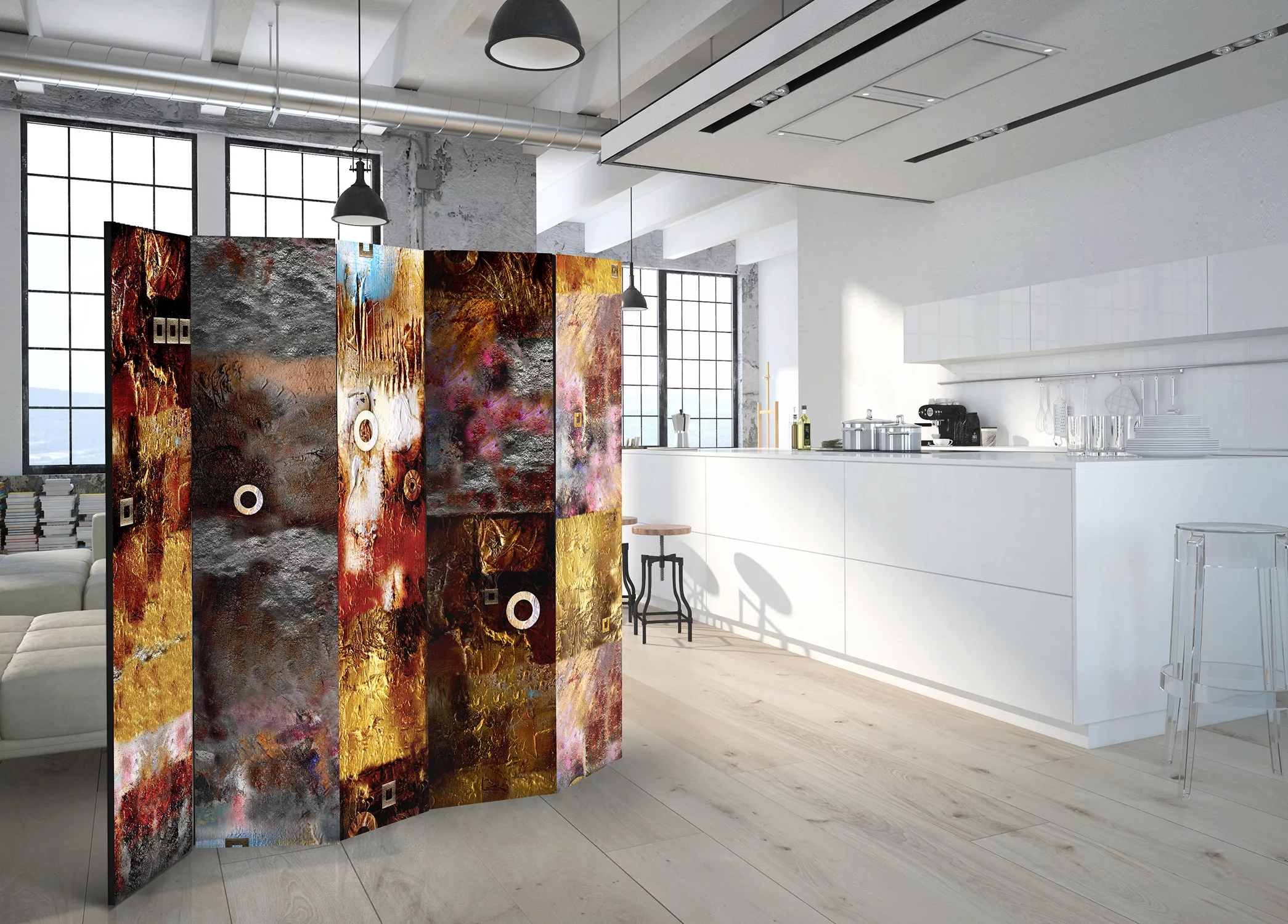 5-teiliges Paravent - Painted Abstraction Ii [room Dividers] günstig online kaufen