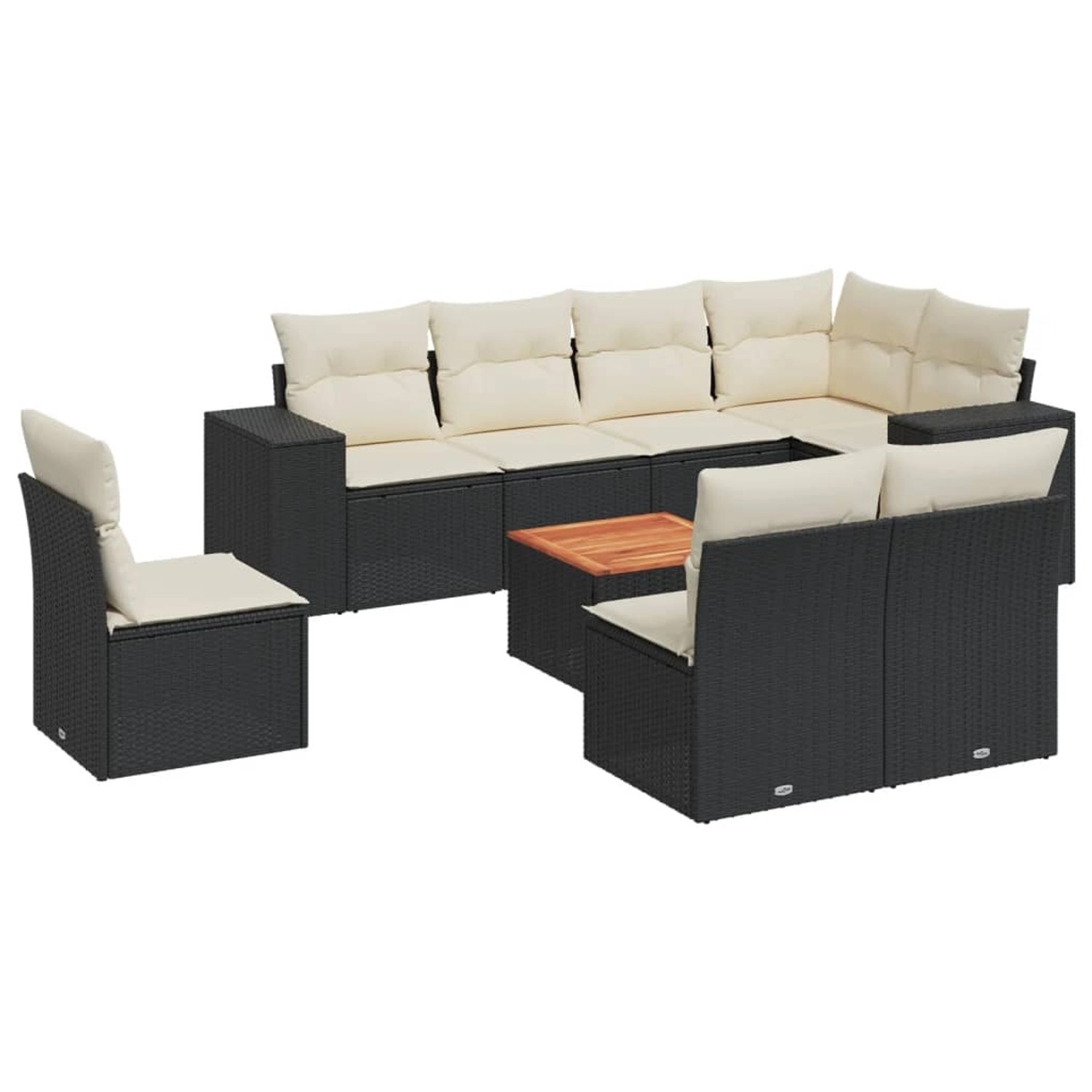 vidaXL 9-Tlg Garten-Sofagarnitur mit Kissen Schwarz Poly Rattan 3257813 günstig online kaufen