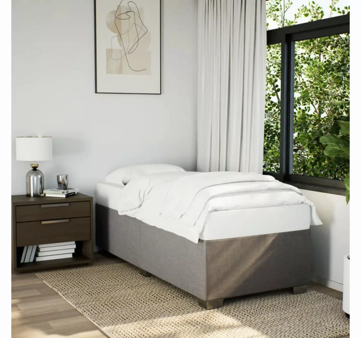 vidaXL Bett, Bettgestell ohne Matratze Taupe 100x200 cm Stoff günstig online kaufen