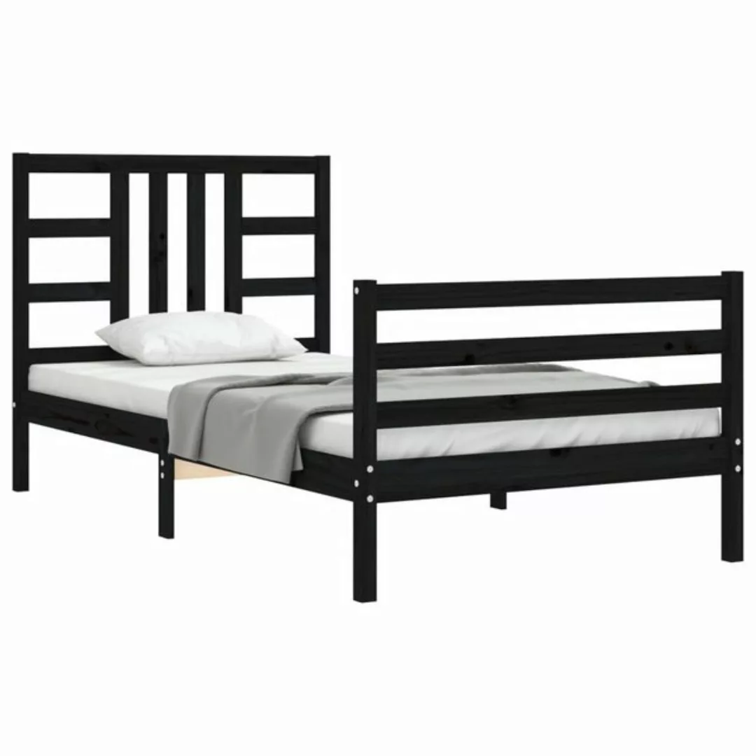 vidaXL Bett Massivholzbett mit Kopfteil Schwarz 90x200 cm günstig online kaufen