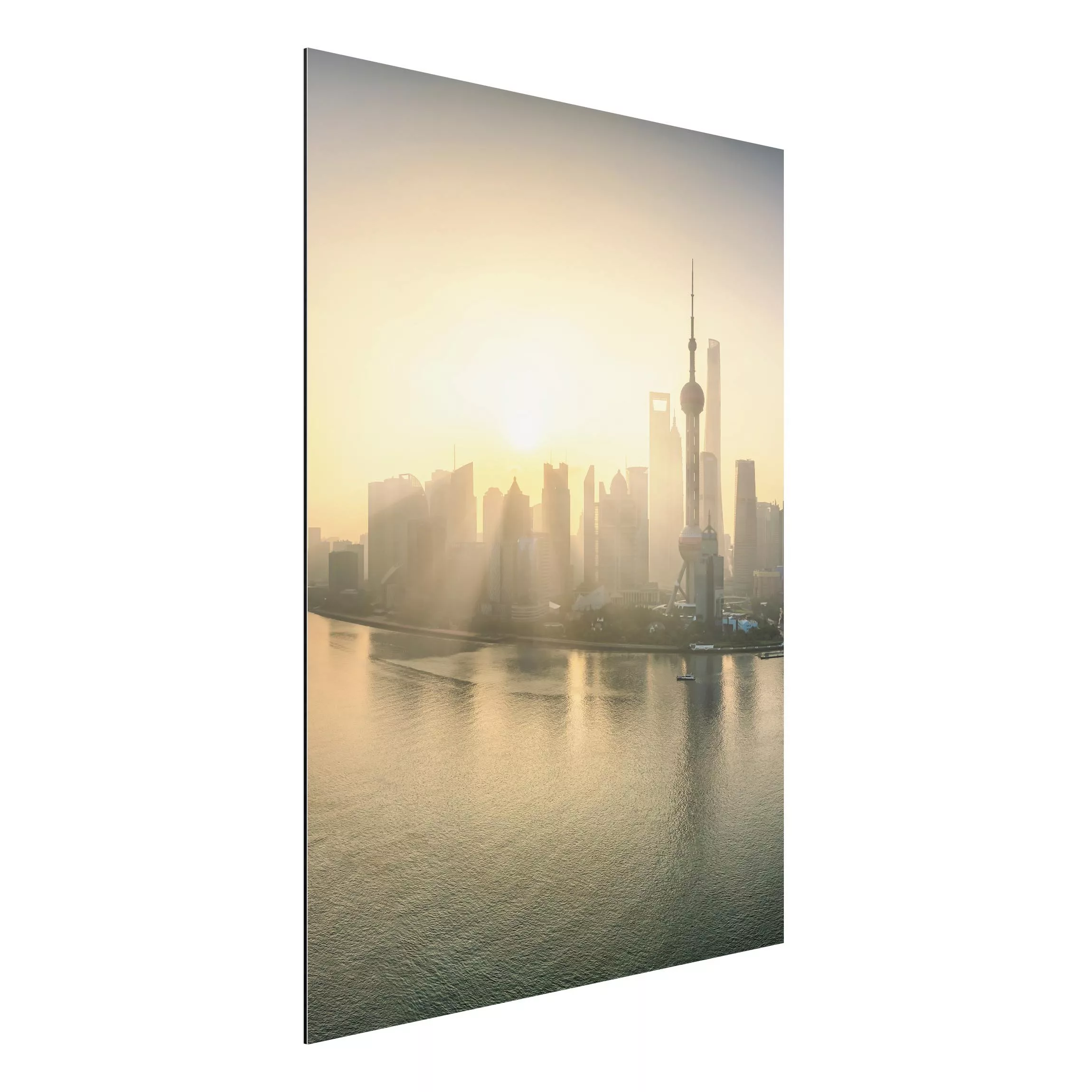 Alu-Dibond Bild Pudong bei Sonnenaufgang günstig online kaufen