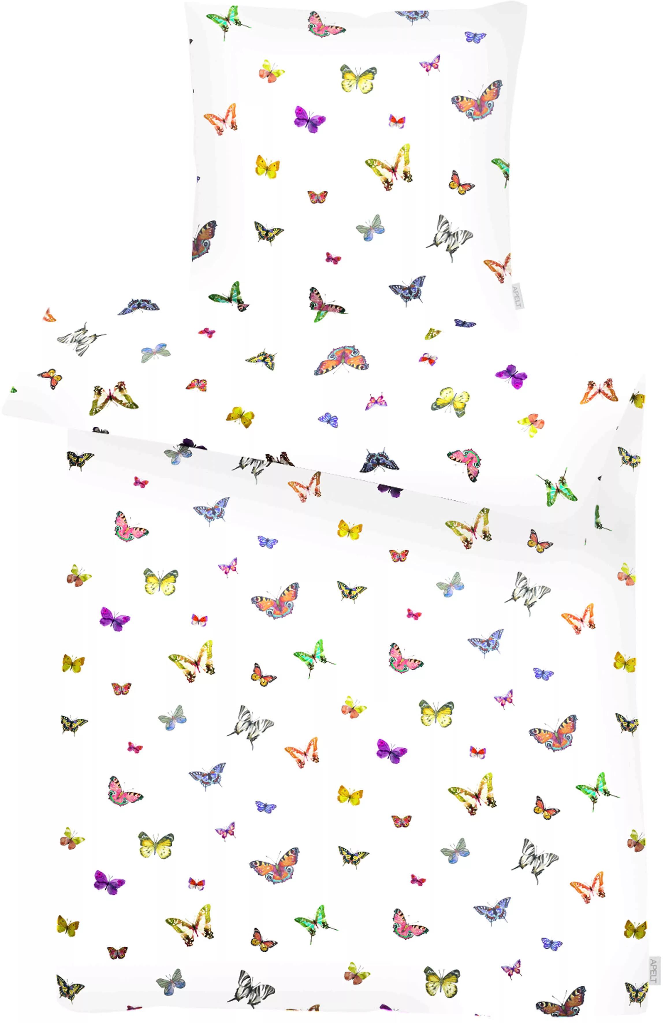 APELT Bettwäsche »Lucky«, Farbig tanzende Schmetterlinge, modische Statemen günstig online kaufen