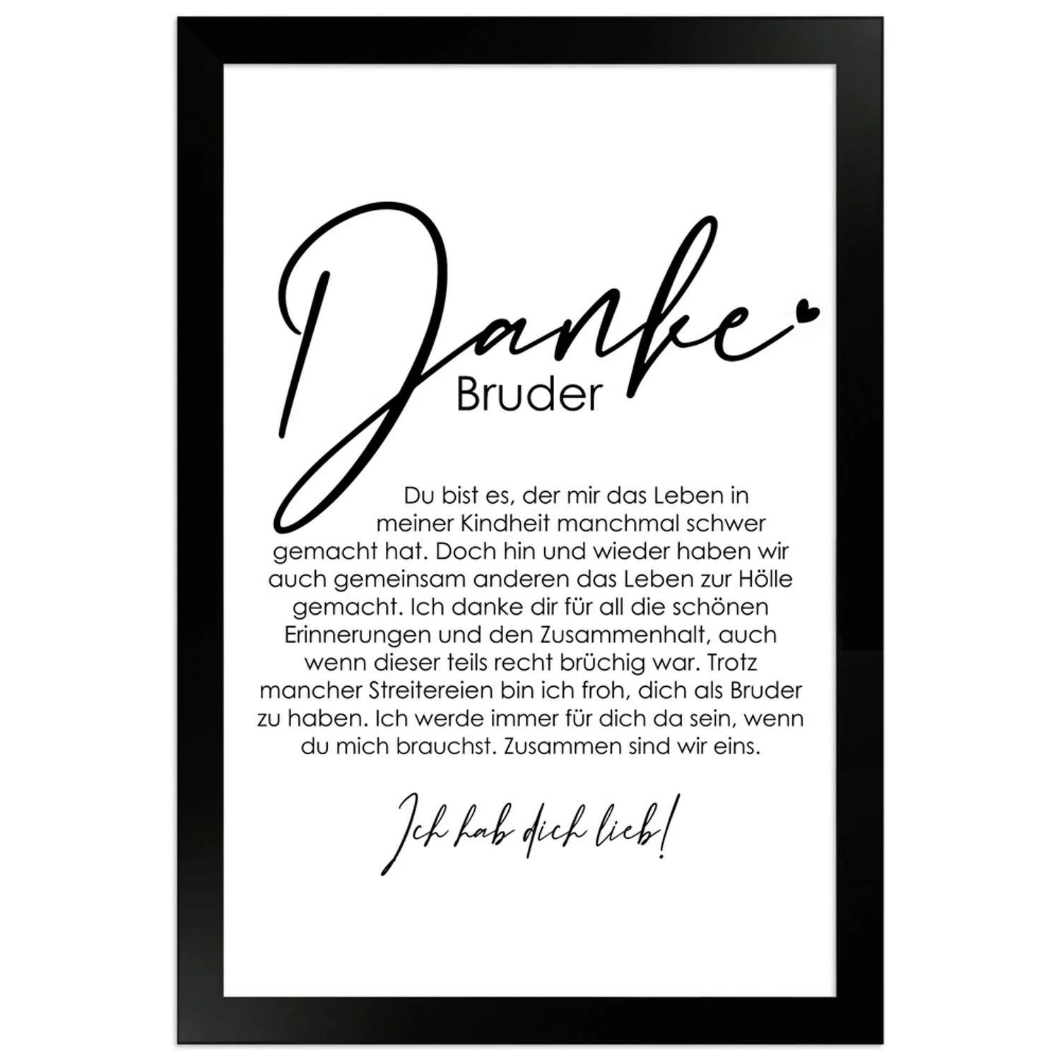 WANDStyle Gerahmtes Poster Danke Bruder 20 x 30 cm Geschenkidee für Eine Pe günstig online kaufen