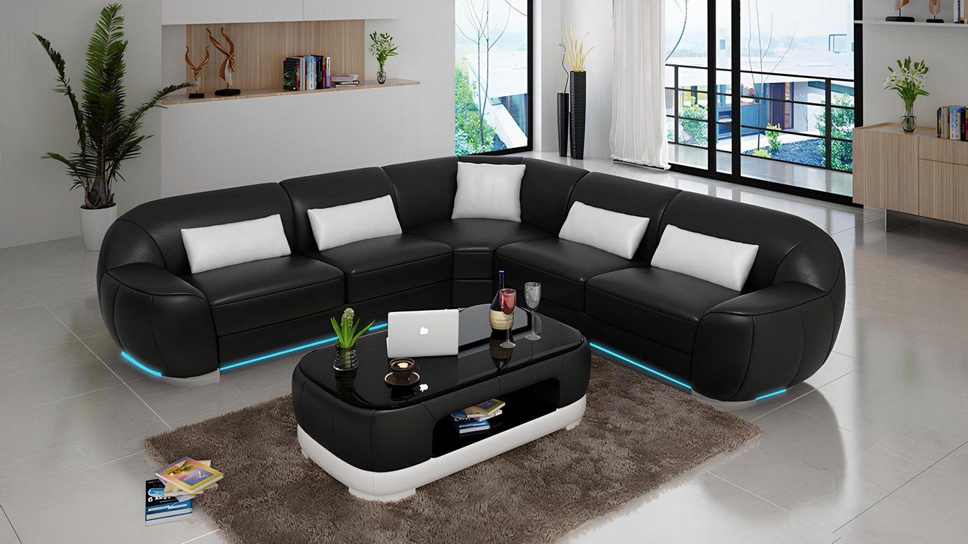 Xlmoebel Ecksofa Moderne Eckgarnitur aus Leder mit USB-Anschluss und indivi günstig online kaufen