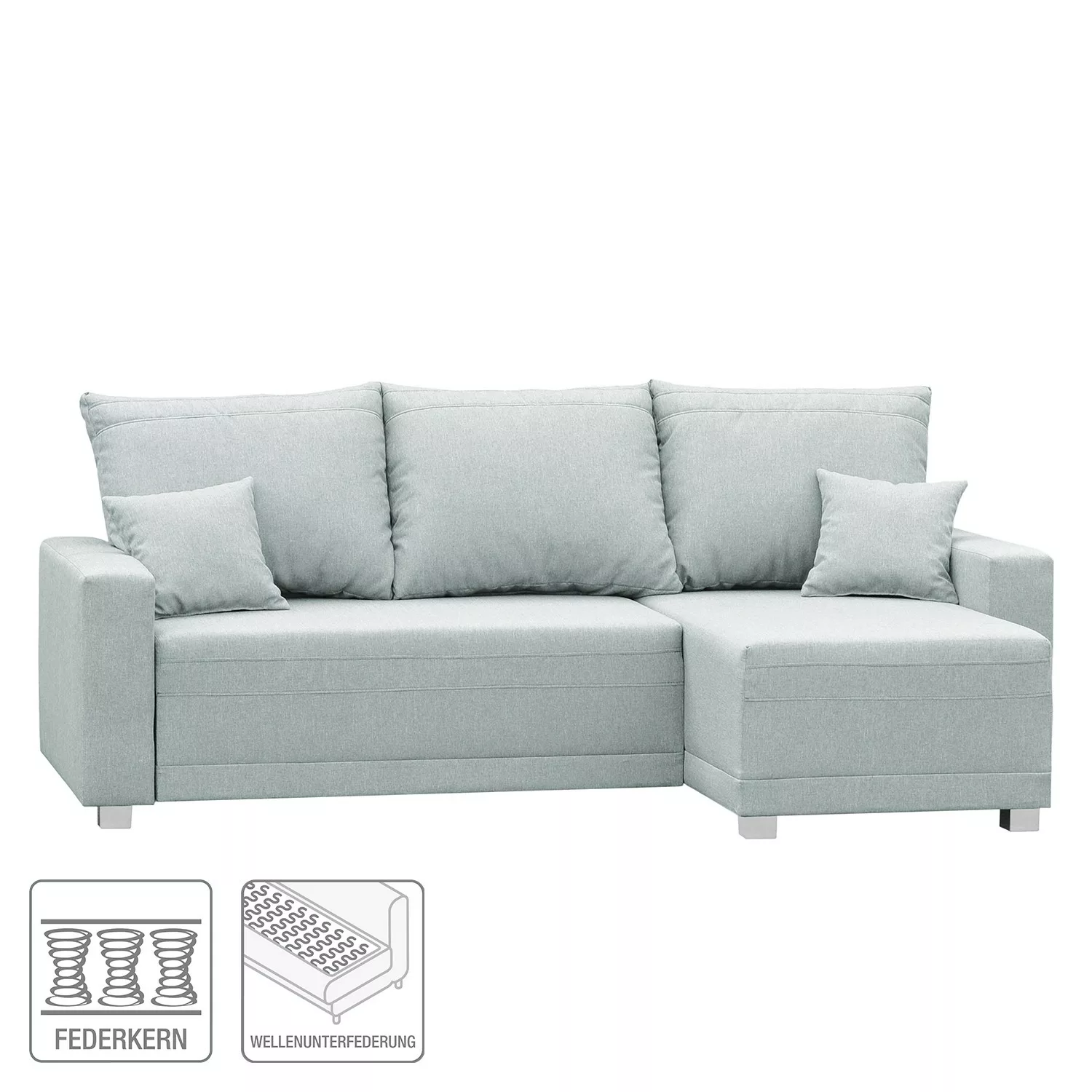 home24 Fredriks Ecksofa Lagedo Pastellblau Strukturstoff 227x96x143 cm mit günstig online kaufen