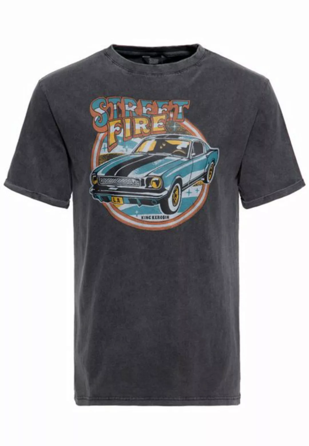 KingKerosin Print-Shirt Street Fire (1-tlg) im Used-Look günstig online kaufen