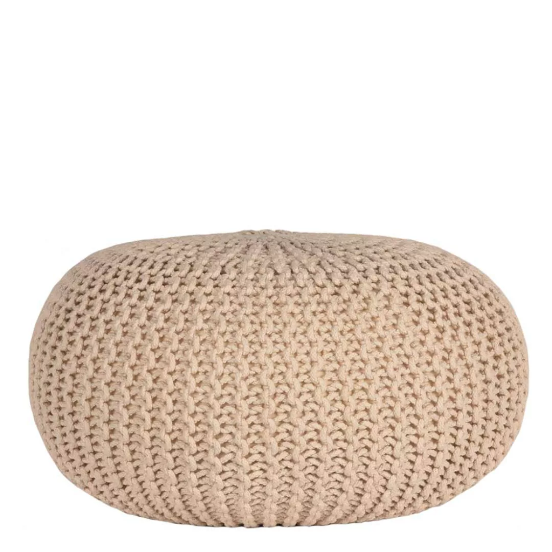 Strick Sitzpouf in Creme Weiß rund günstig online kaufen