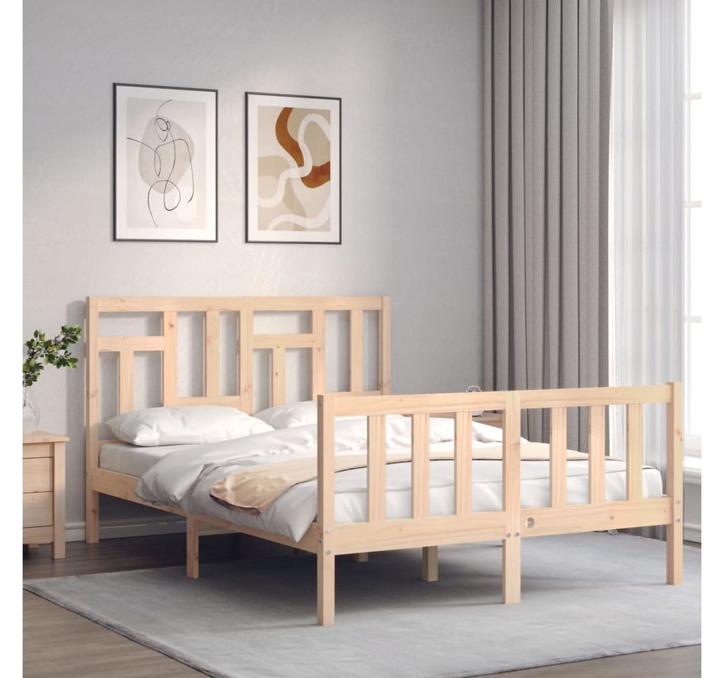 vidaXL Bett Massivholzbett mit Kopfteil 140x190 cm günstig online kaufen