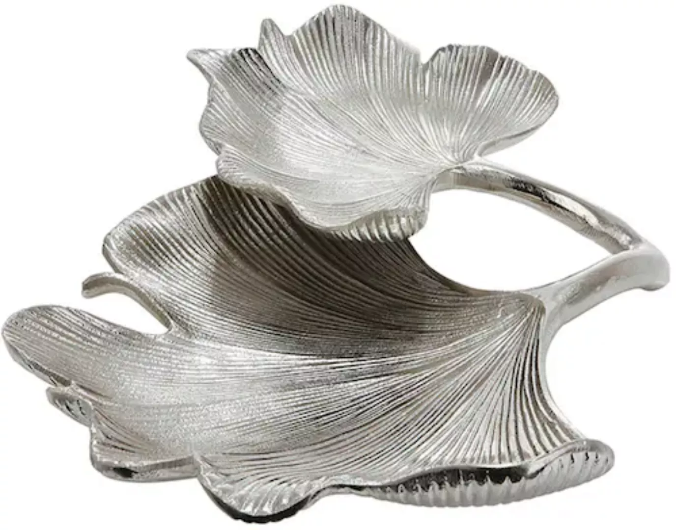 GILDE Dekoschale »Schale Ginkgo Blatt, silber«, (1 St.), silberfarben günstig online kaufen