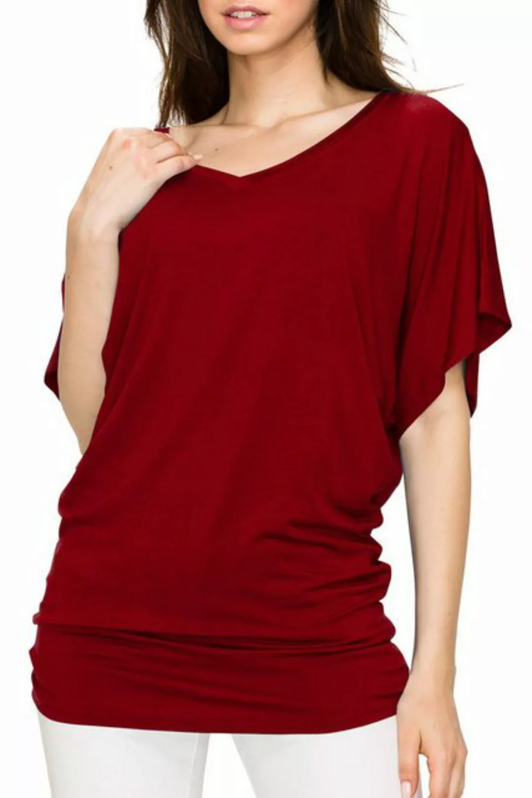 Orient Phoenix Shirtbluse Damen-Dolman-Top,einfarbig, kurzärmelig,U-Boot-Au günstig online kaufen
