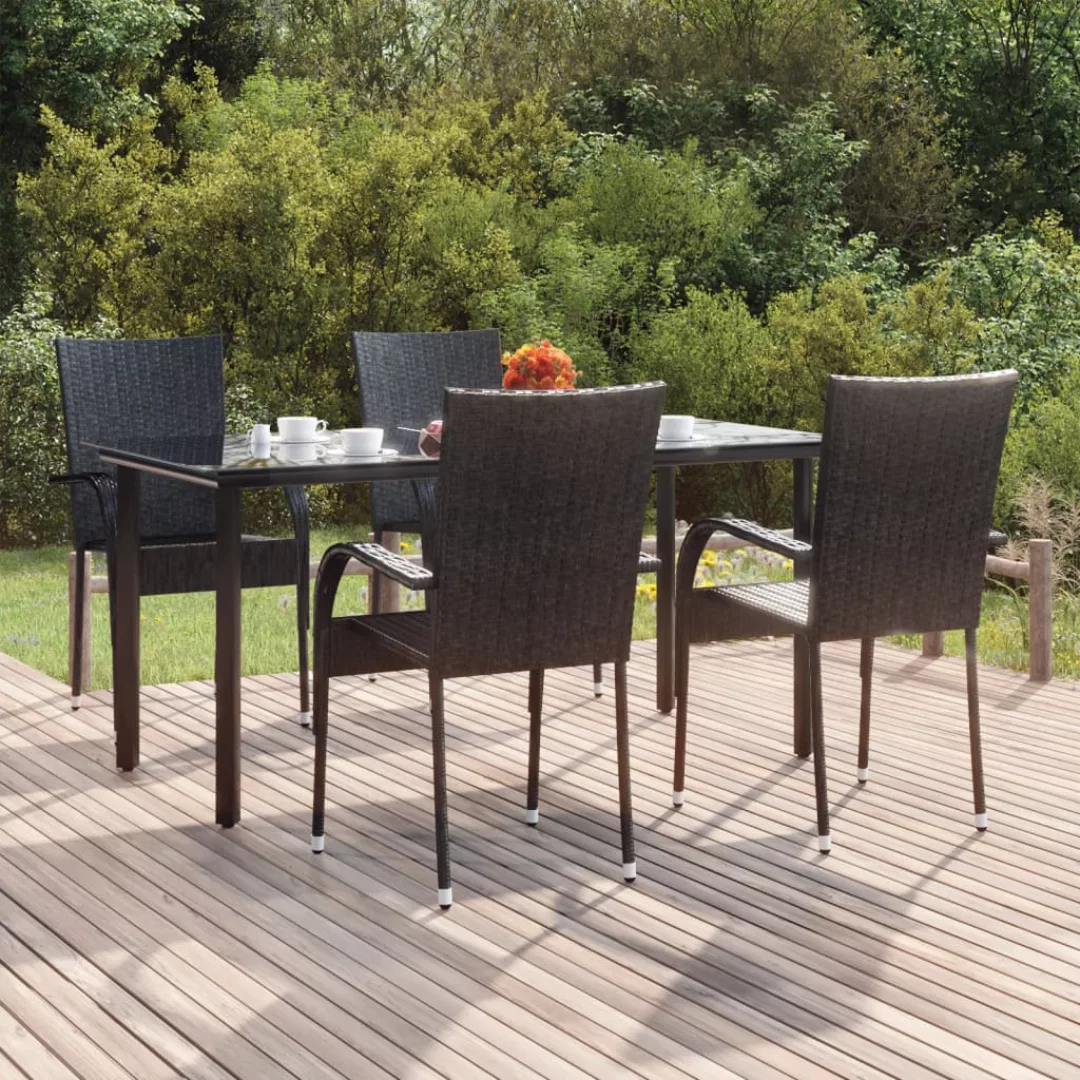 Vidaxl 5-tlg. Garten-essgruppe Schwarz Poly Rattan günstig online kaufen