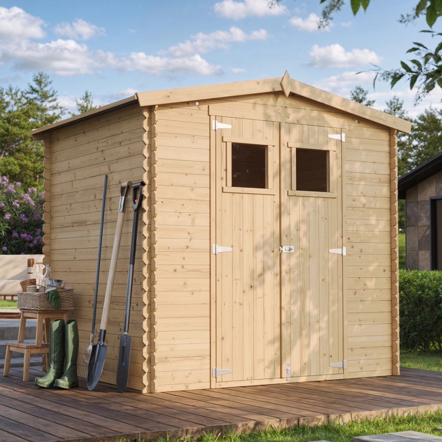 Timbela Gartenhaus Holz M369+M369G 4,33 m² Gartenschuppen mit Boden günstig online kaufen