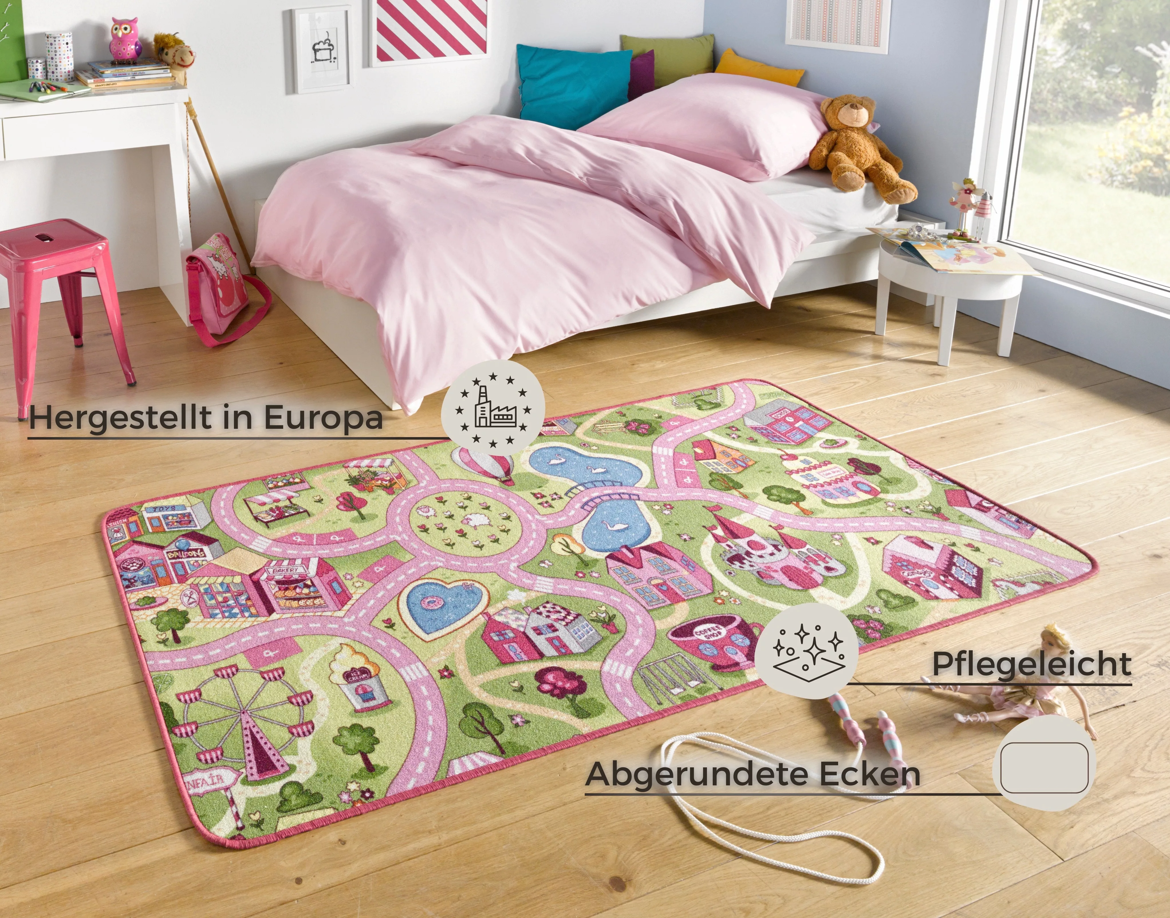 HANSE Home Kinderteppich »Sweettown«, rechteckig, 7 mm Höhe, Kurzflor, Stra günstig online kaufen