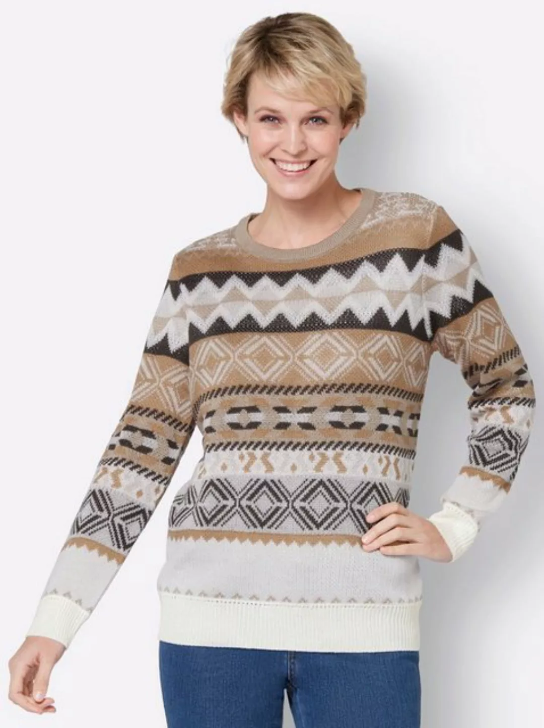 Sieh an! Strickpullover Jacquard-Pullover günstig online kaufen