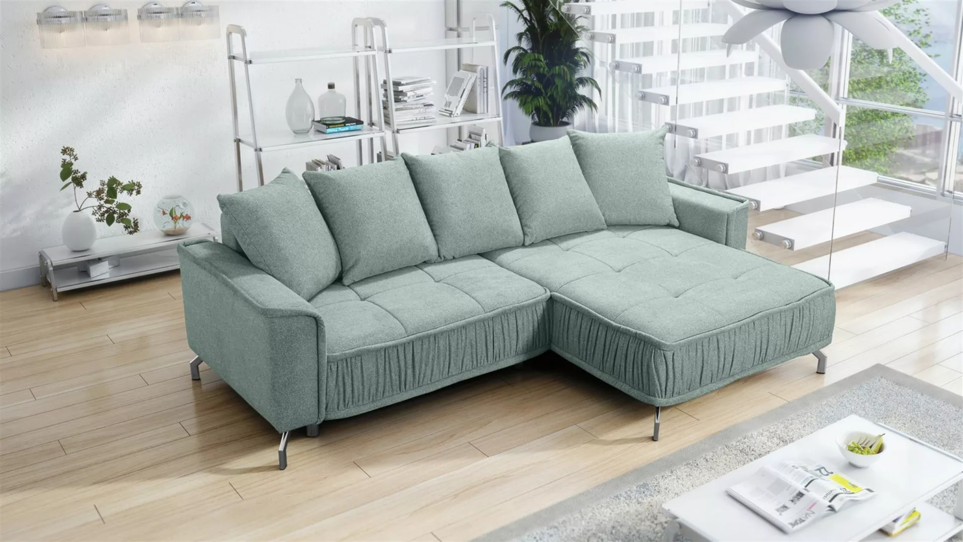 Fun Möbel Ecksofa Schlafsofa Sofa FLORENCE in Stoff, inkl. 5 Rückenkissen, günstig online kaufen