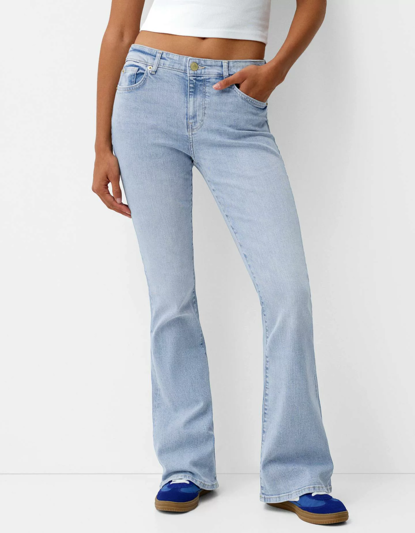 Bershka Jeans-Schlaghose Damen 42 Hellblau günstig online kaufen