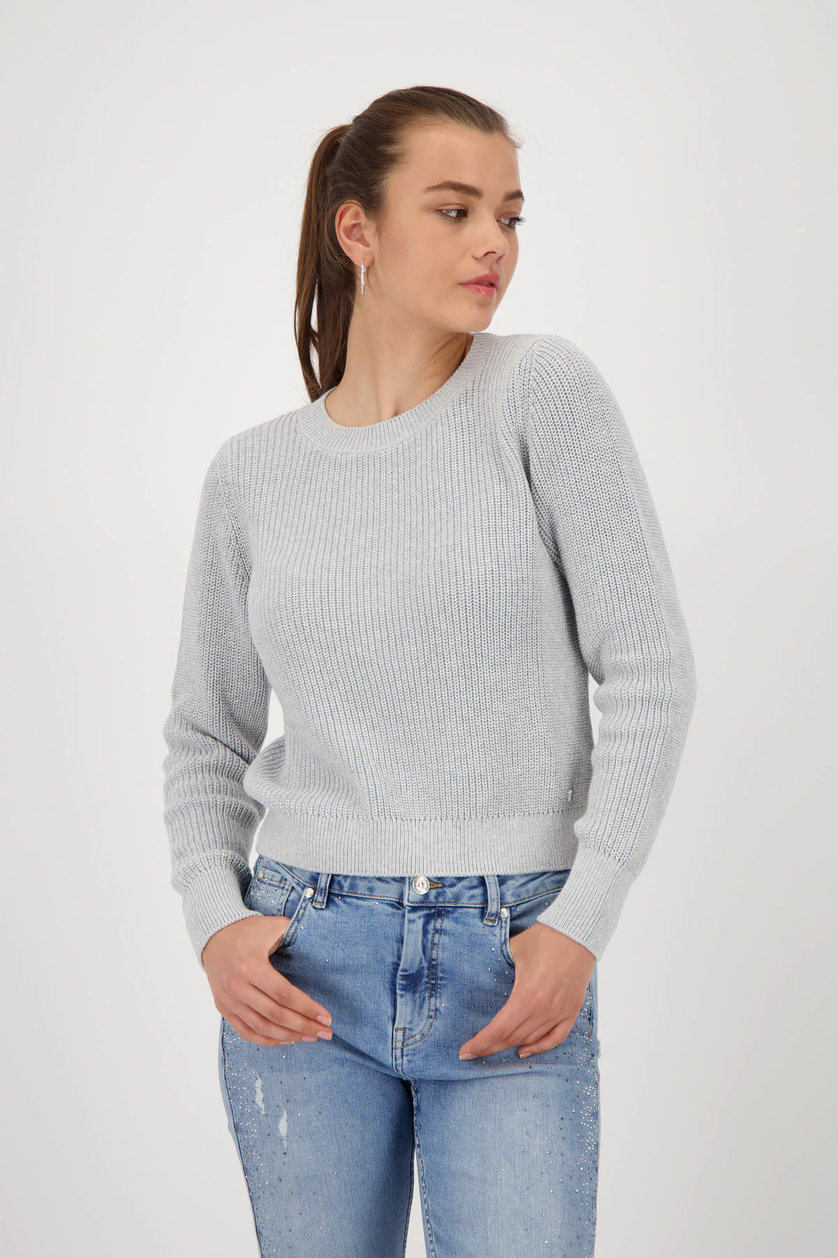 Monari Strickpullover "Pullover Basic Lurex", Mit Rundhalsausschnitt günstig online kaufen