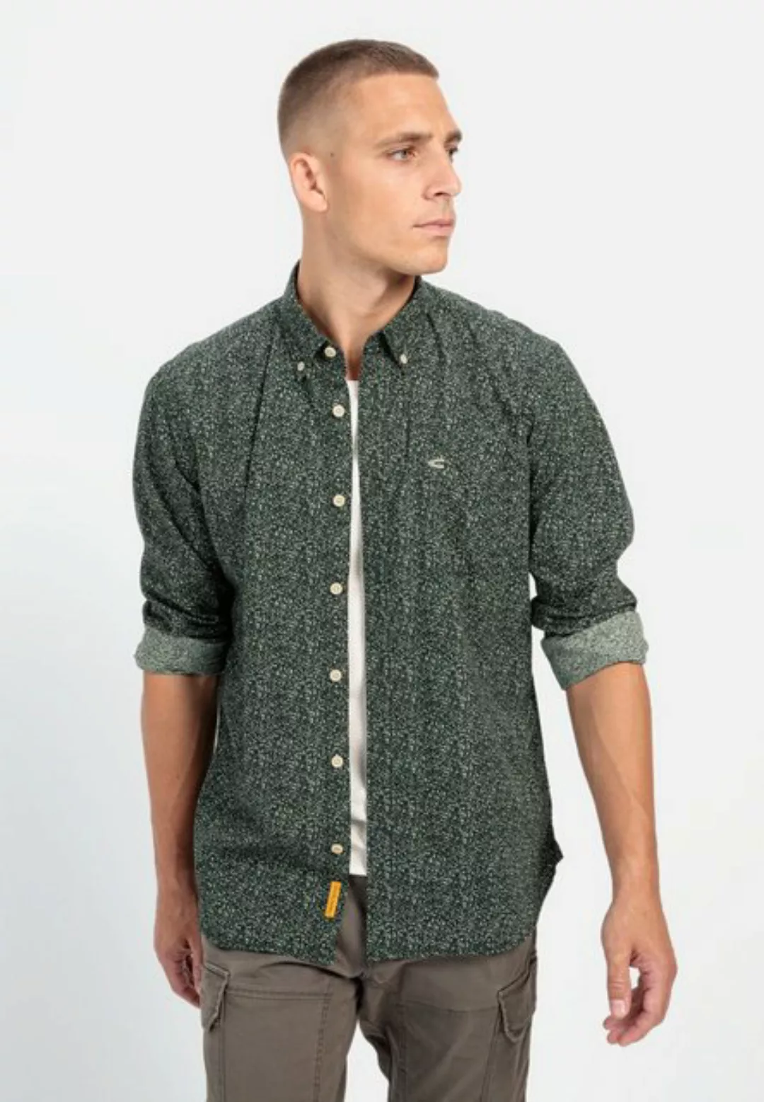 camel active Langarmhemd mit Minimal-Print Button-Down günstig online kaufen