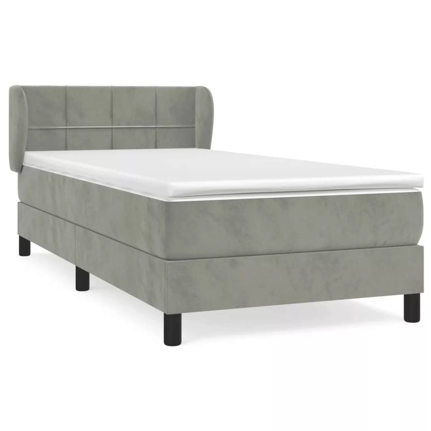 vidaXL Boxspringbett mit Matratze Hellgrau 90x190 cm Samt1537286 günstig online kaufen