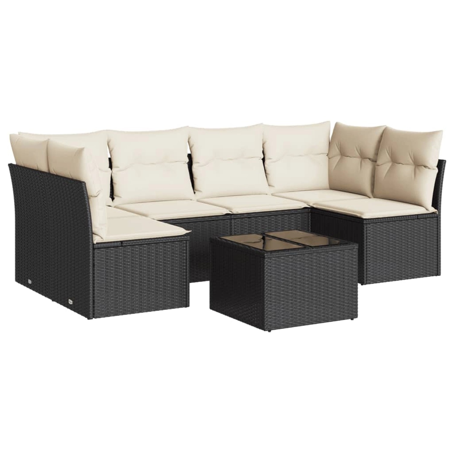 vidaXL 7-tlg Garten-Sofagarnitur mit Kissen Schwarz Poly Rattan Modell 44 günstig online kaufen