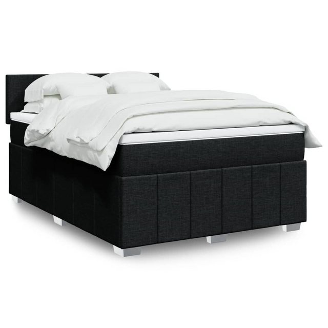 vidaXL Boxspringbett, Boxspringbett mit Matratze Schwarz 140x190 cm Stoff günstig online kaufen