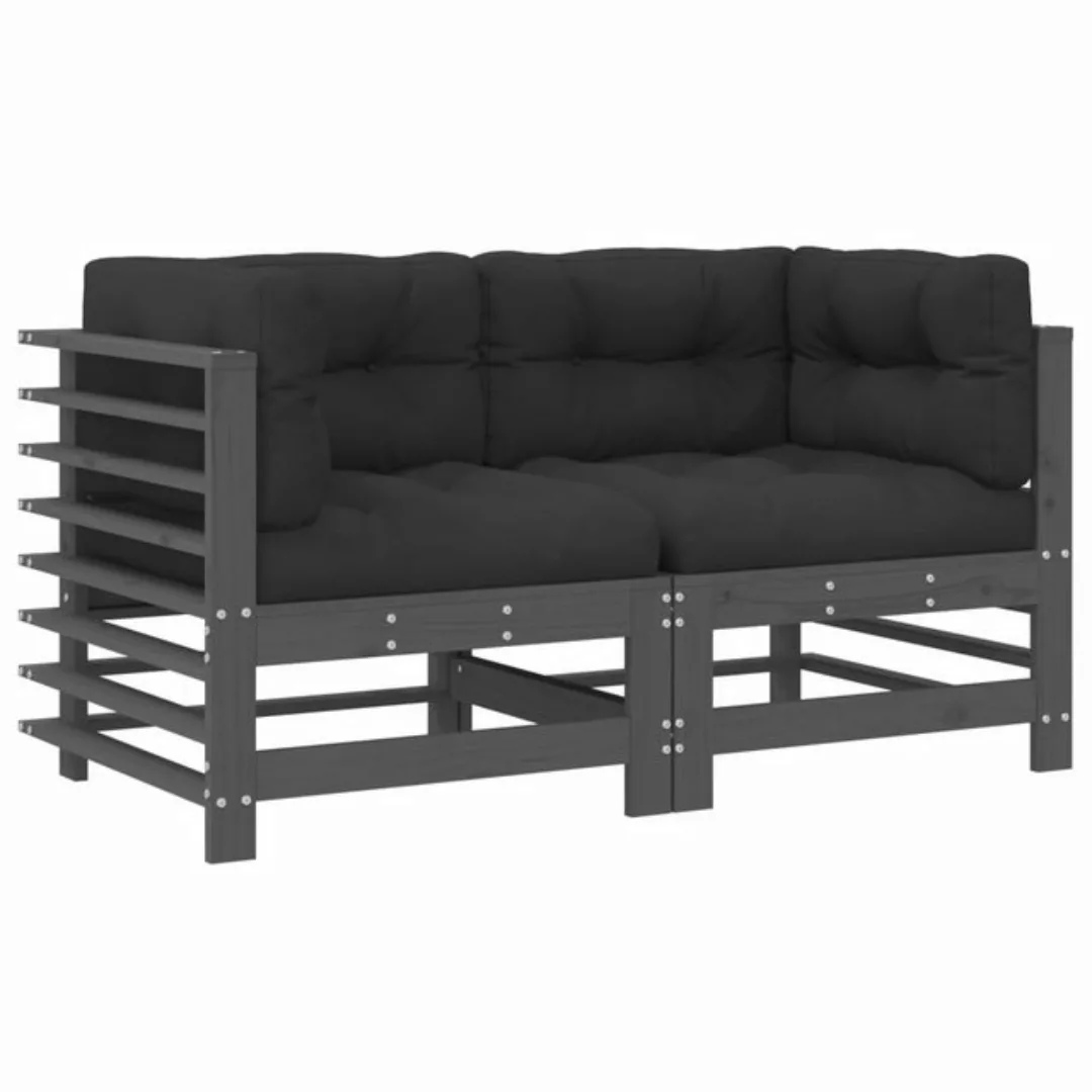 vidaXL Sofaelement Ecksofas mit Kissen 2 Stk. Grau Massivholz Kiefer (1 St) günstig online kaufen