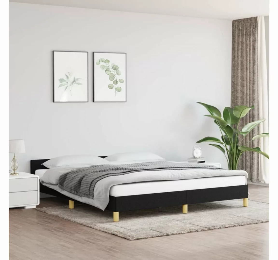 furnicato Bett Bettgestell mit Kopfteil Schwarz 180x200 cm Stoff günstig online kaufen