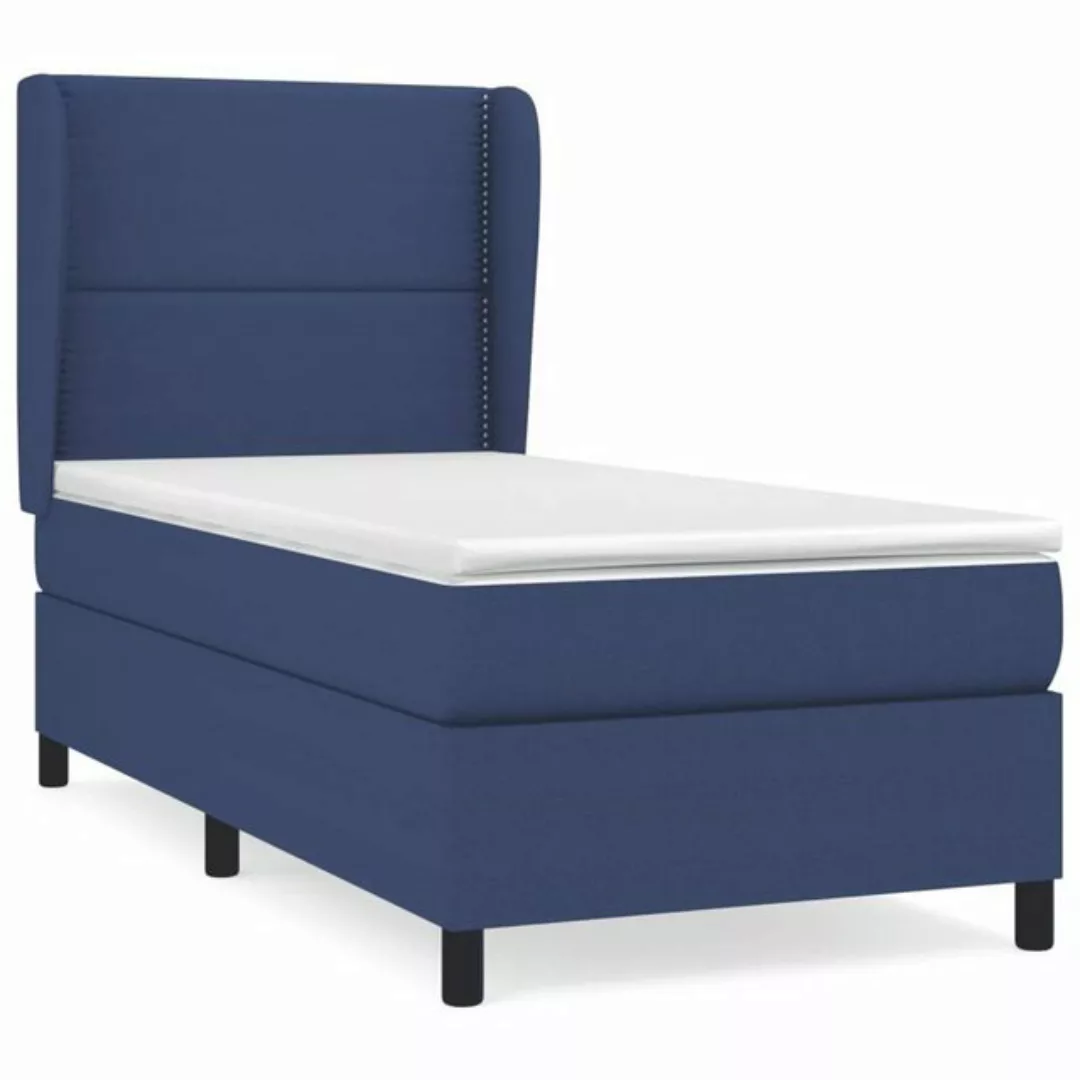 vidaXL Bettgestell Boxspringbett mit Matratze Blau 90x190 cm Stoff Bett Bet günstig online kaufen