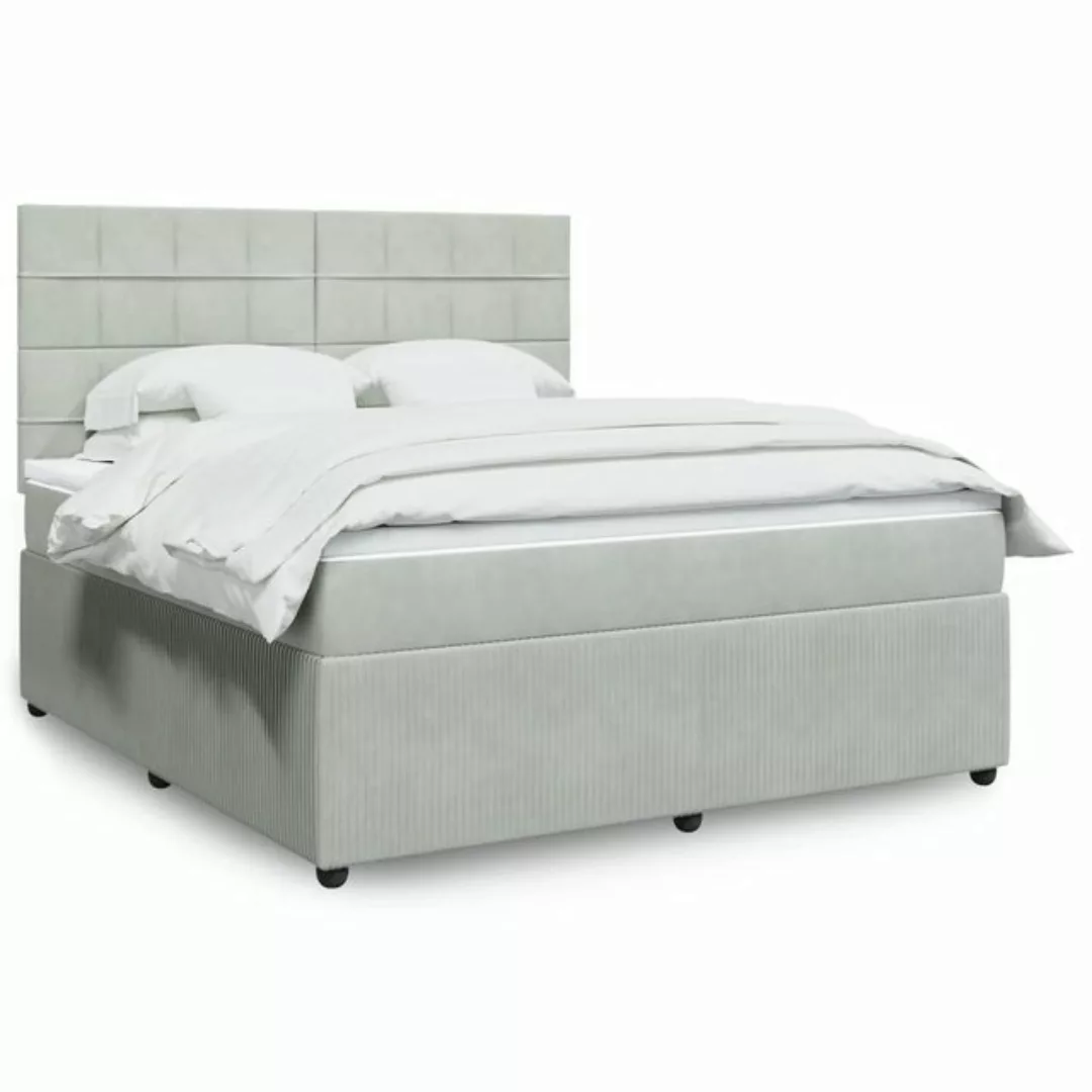 vidaXL Boxspringbett, Boxspringbett mit Matratze Hellgrau 180x200 cm Samt günstig online kaufen