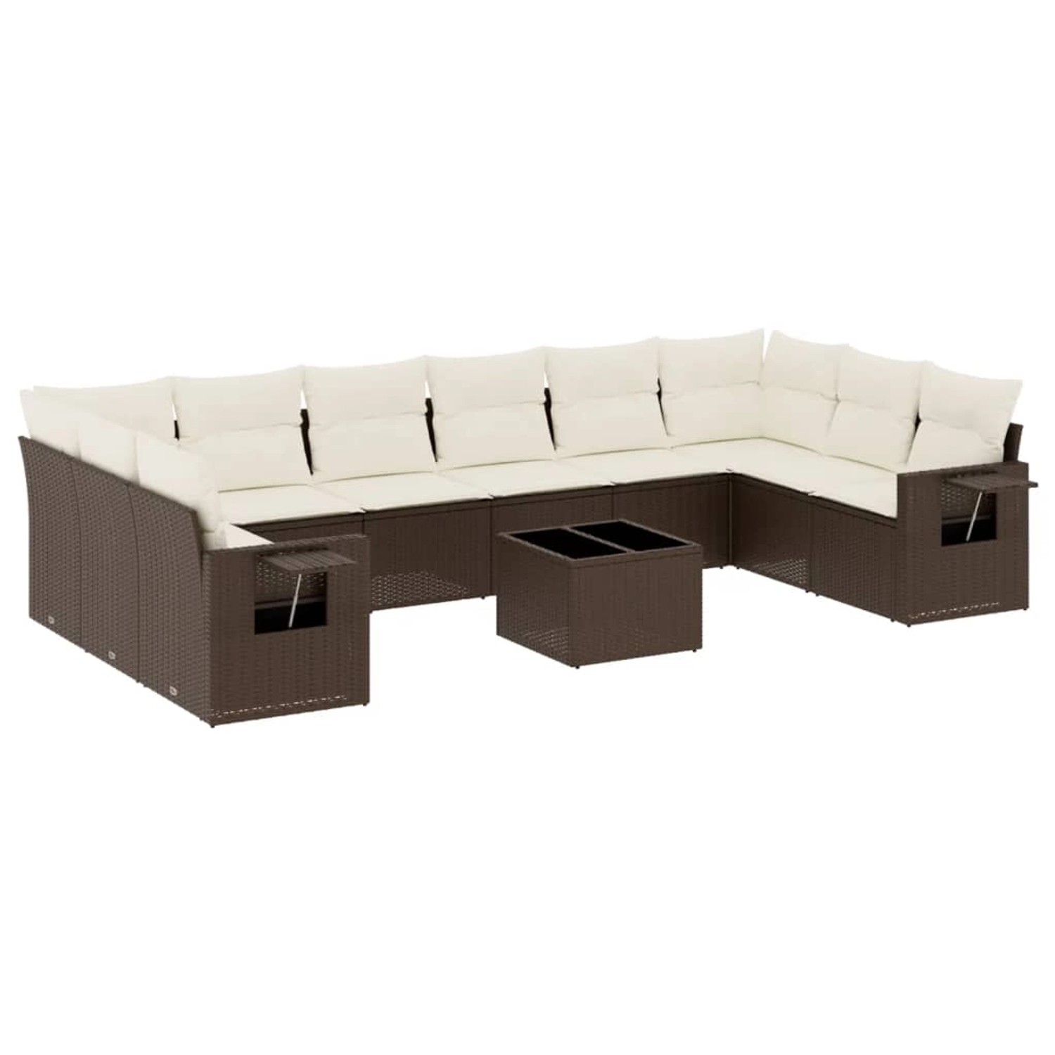 vidaXL 11-Tlg Garten-Sofagarnitur mit Kissen Braun Poly Rattan 3220682 günstig online kaufen