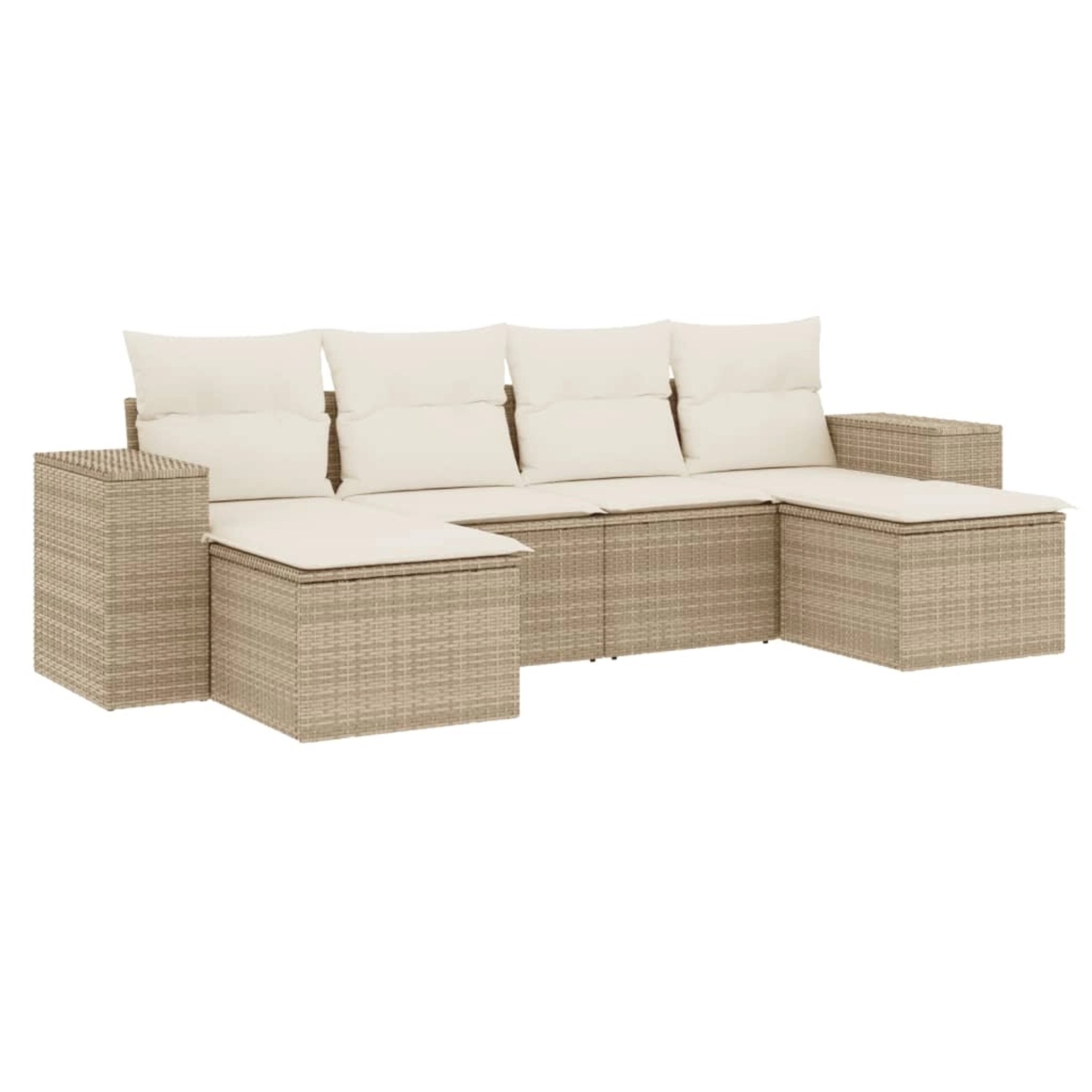 vidaXL 6-Tlg Garten-Sofagarnitur mit Kissen Beige Poly Rattan 3222917 günstig online kaufen