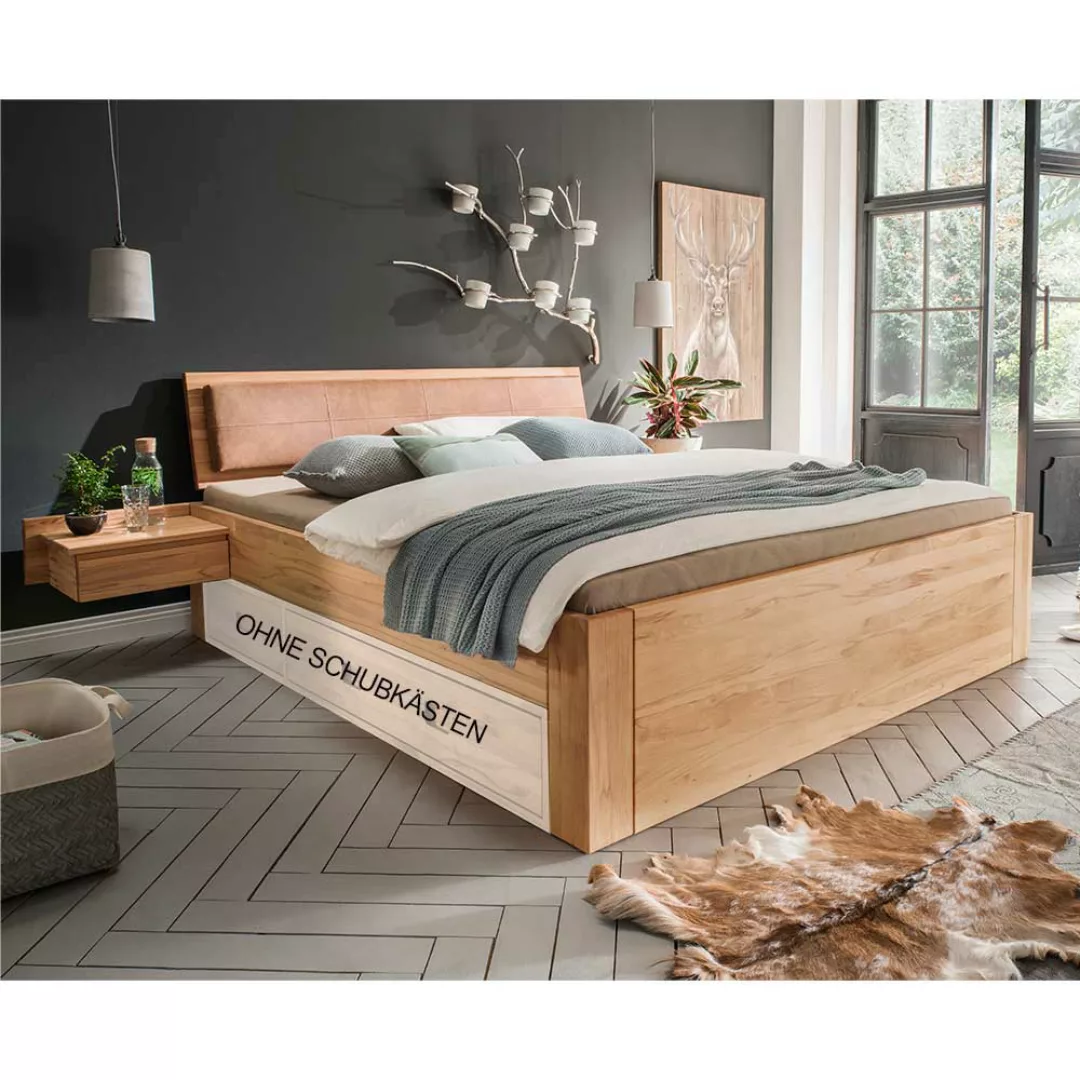 Doppel Bett Kernbuche geölt aus Massivholz zwei Nachtkommoden (dreiteilig) günstig online kaufen