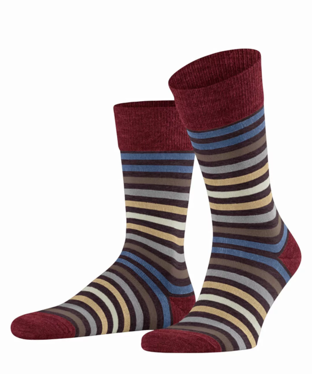 FALKE Tinted Stripe Herren Socken, 39-42, Rot, Streifen, Schurwolle, 13279- günstig online kaufen