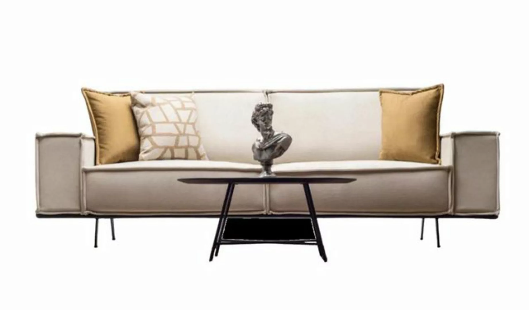 JVmoebel Sofa Dreisitzer Sofa 3 Sitzer Stoffsofa Polstersofa Beige Couch Mo günstig online kaufen