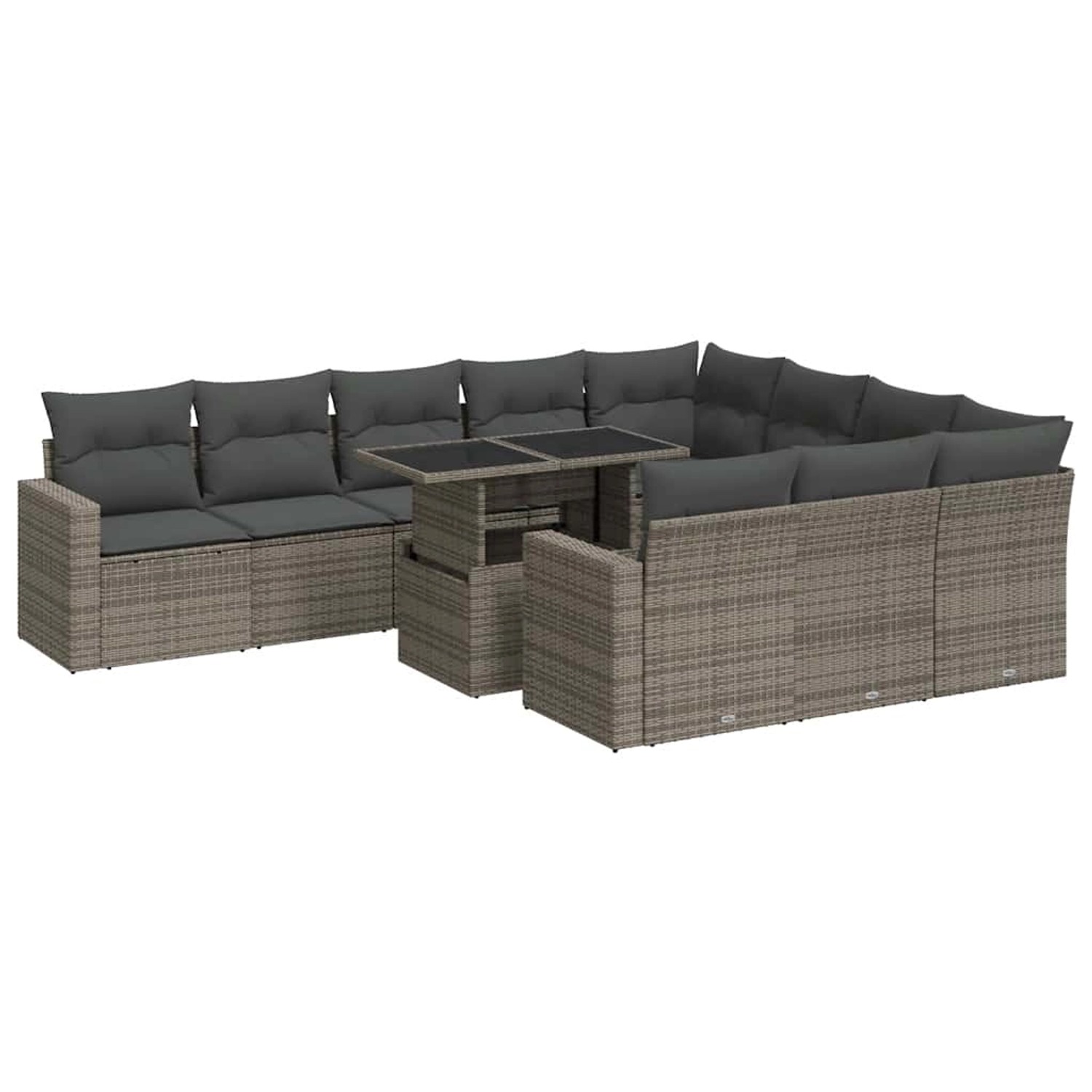 vidaXL 11-Tlg Garten-Sofagarnitur mit Kissen Grau Poly Rattan 3326391 günstig online kaufen