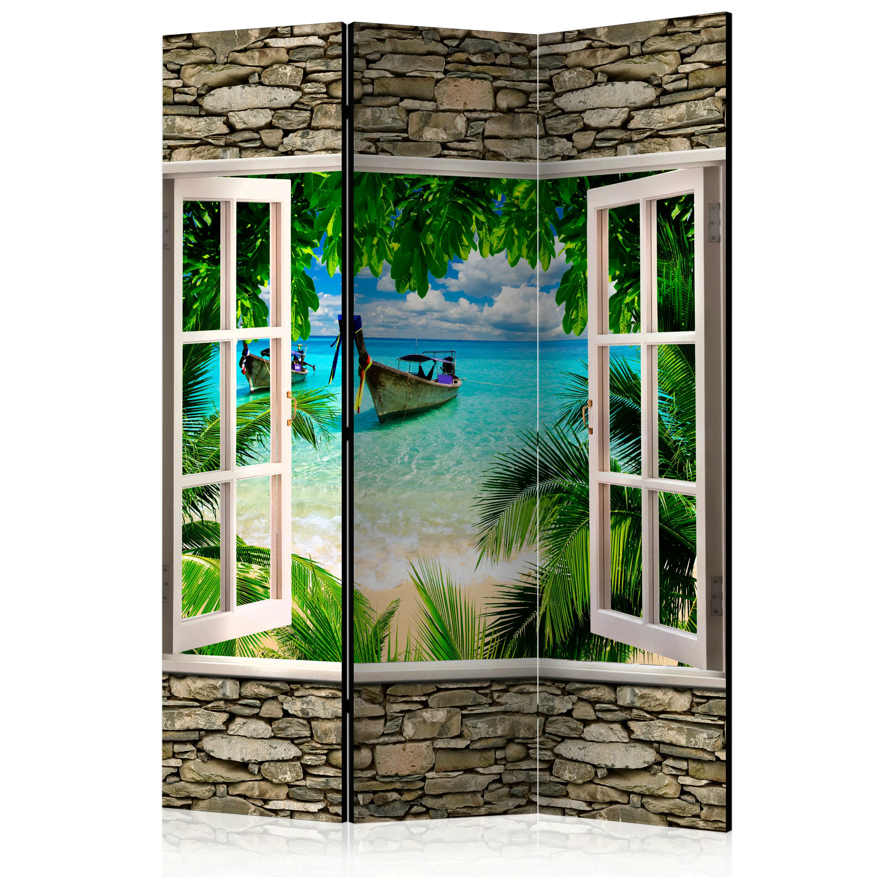 3-teiliges Paravent - Tropical Beach [room Dividers] günstig online kaufen