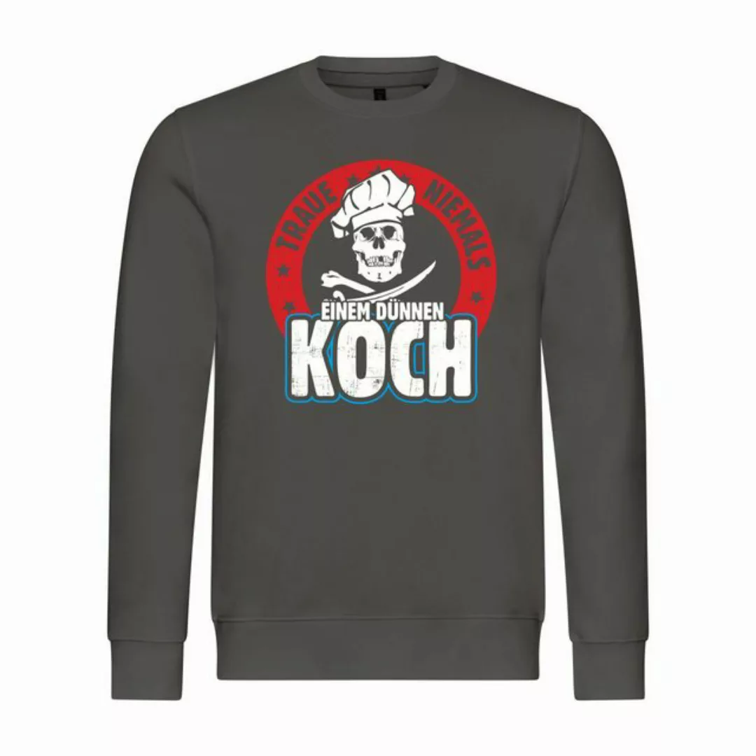 deinshirt Rundhalspullover Herren Pullover Traue niemals einem dünnen Koch günstig online kaufen